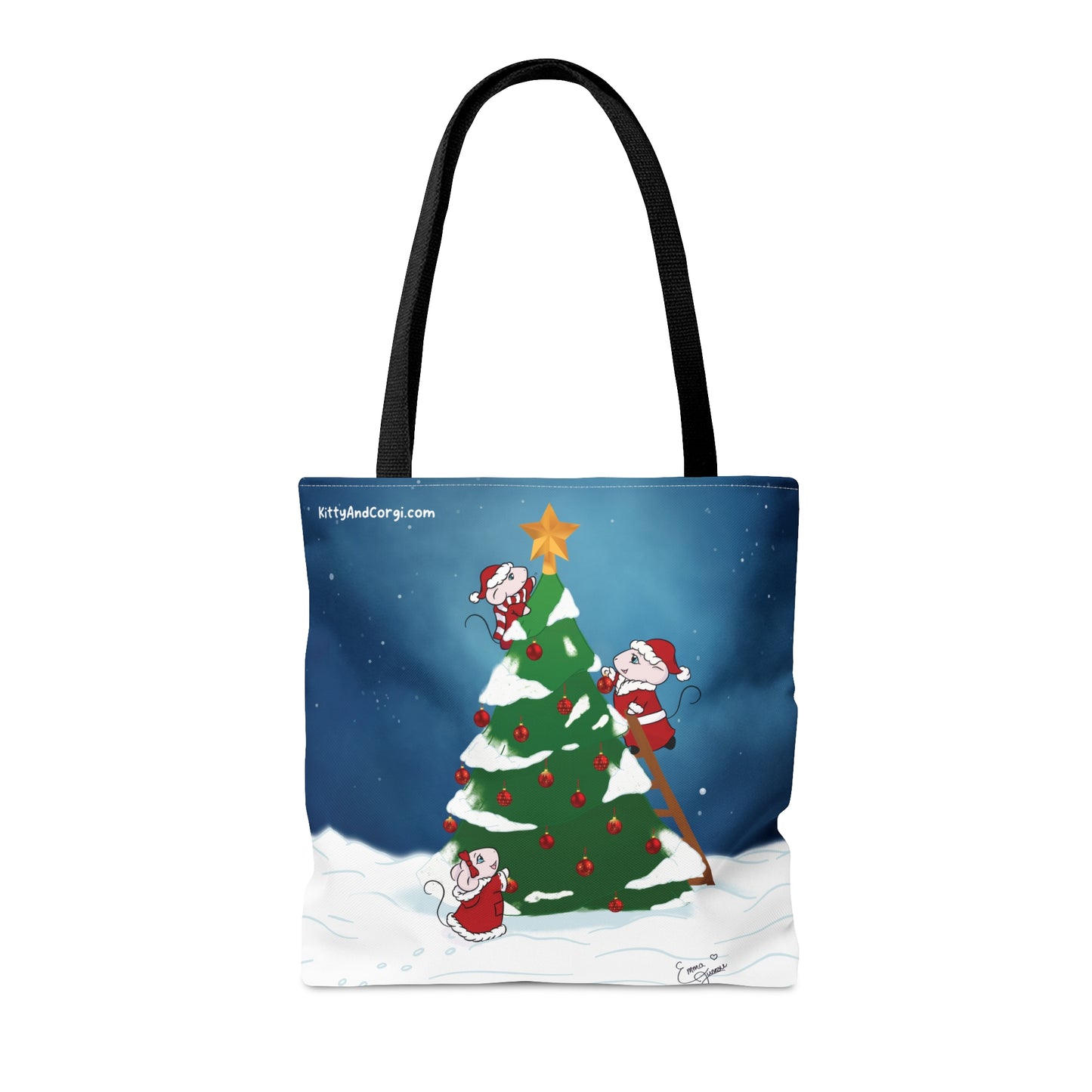 Christmas Mousies Decorating the Christmas Tree Tote Bag