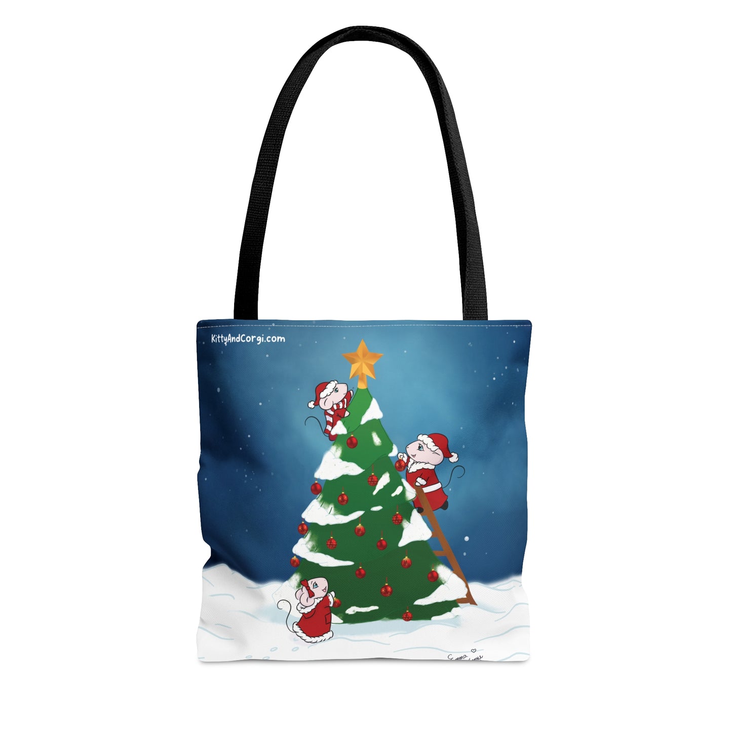 Christmas Mousies Decorating the Christmas Tree Tote Bag