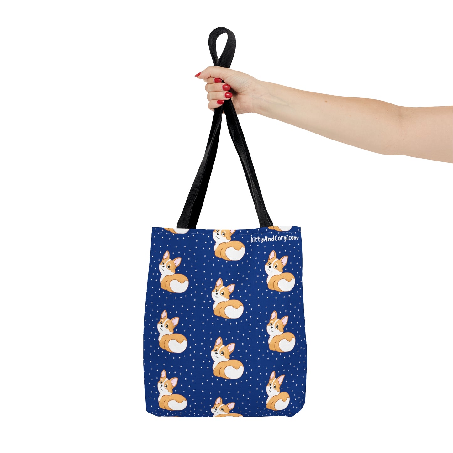 Corgi Butt - Dark Blue - Patterned Tote Bag