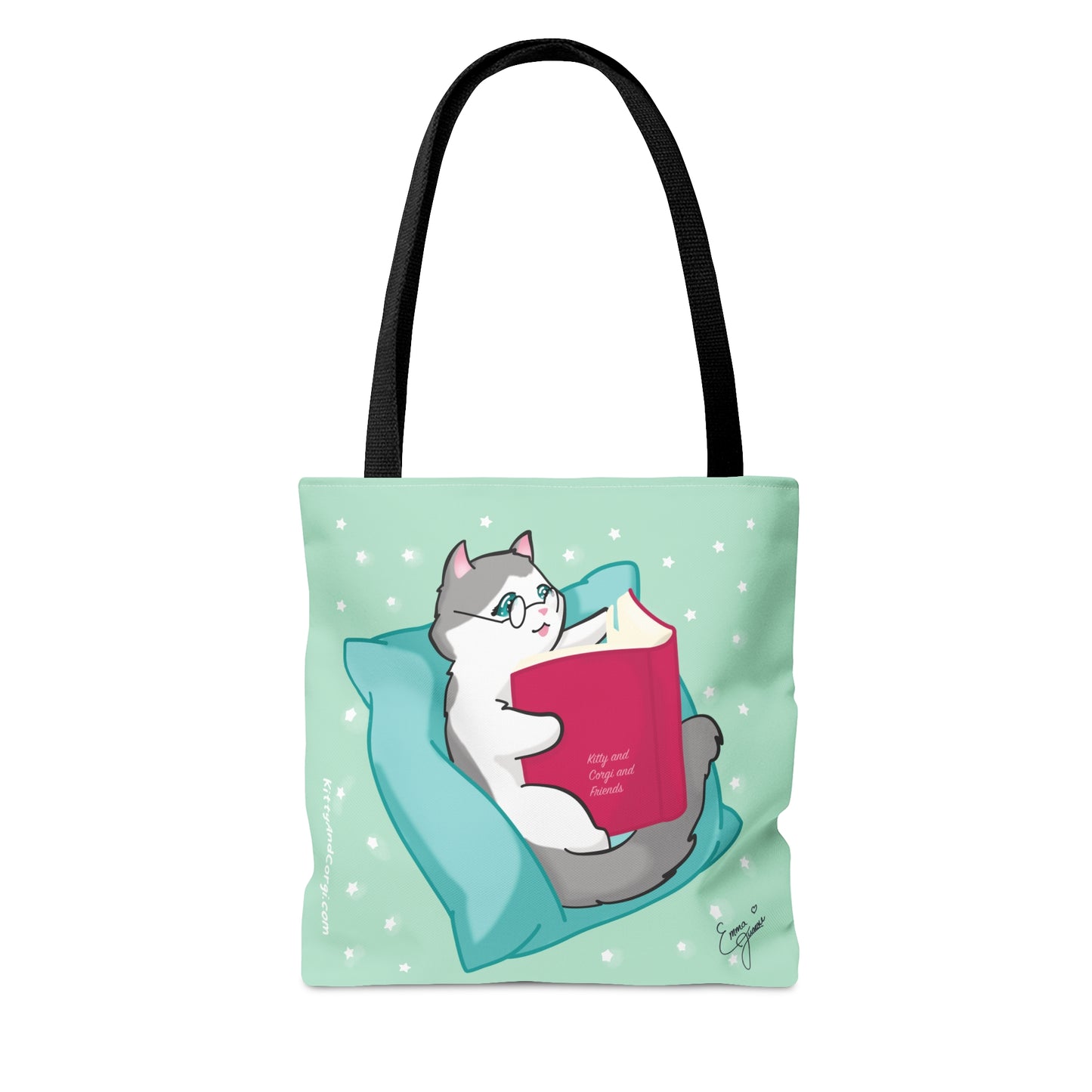 Kitty Reading a Book - single design - Tote Bag (AOP)