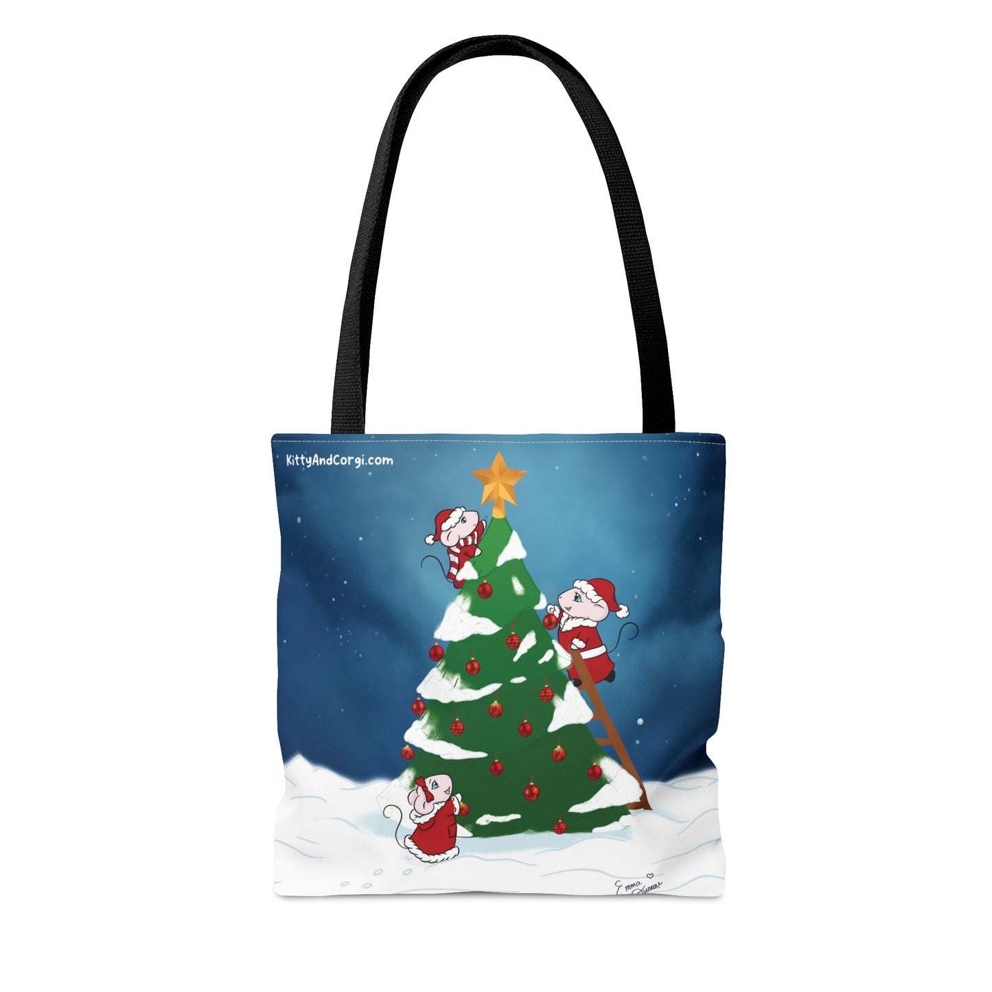 Christmas Mousies Decorating the Christmas Tree Tote Bag