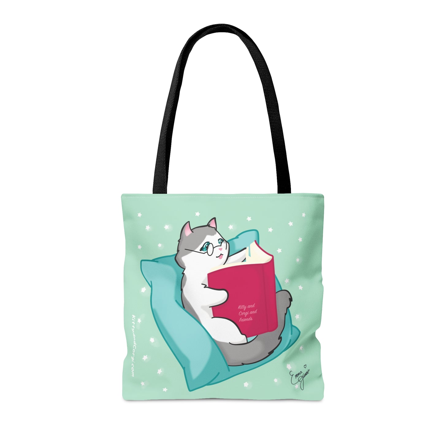 Kitty Reading a Book - single design - Tote Bag (AOP)