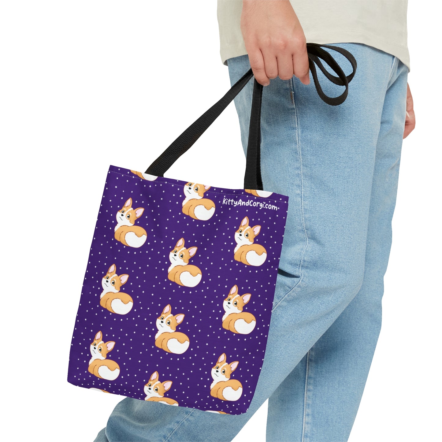 Corgi Butt - Dark Purple - Patterned Tote Bag
