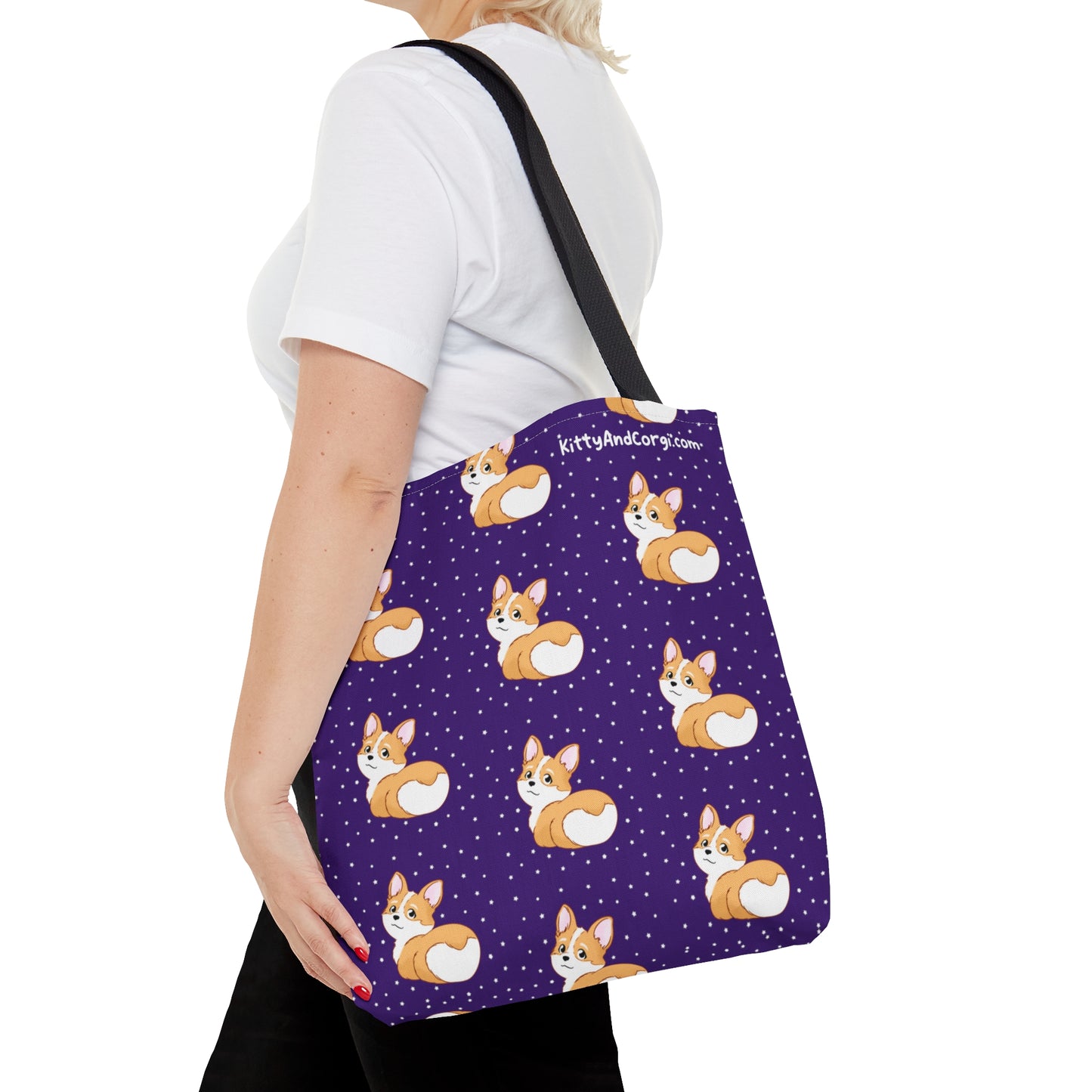 Corgi Butt - Dark Purple - Patterned Tote Bag