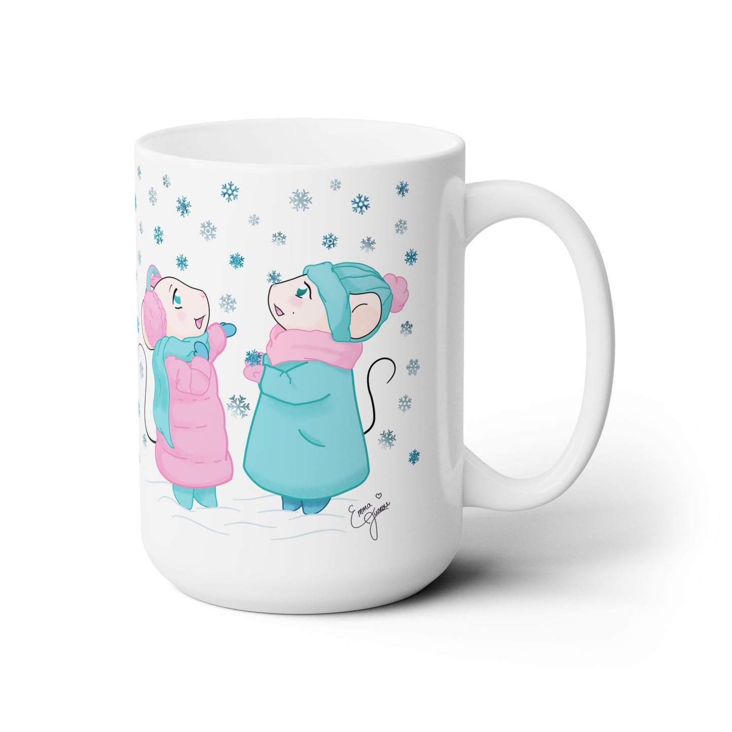 Snow Mousies Catching Snowflakes Mug - 15 oz.