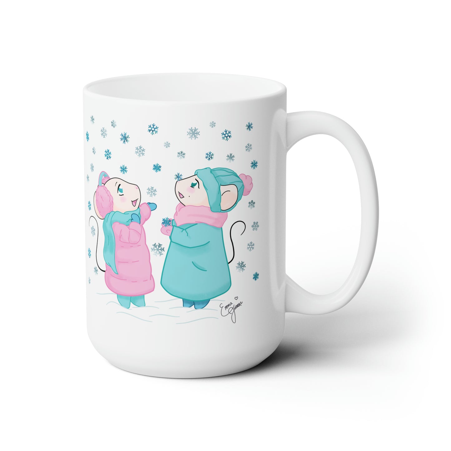 Snow Mousies Catching Snowflakes Mug - 15 oz.