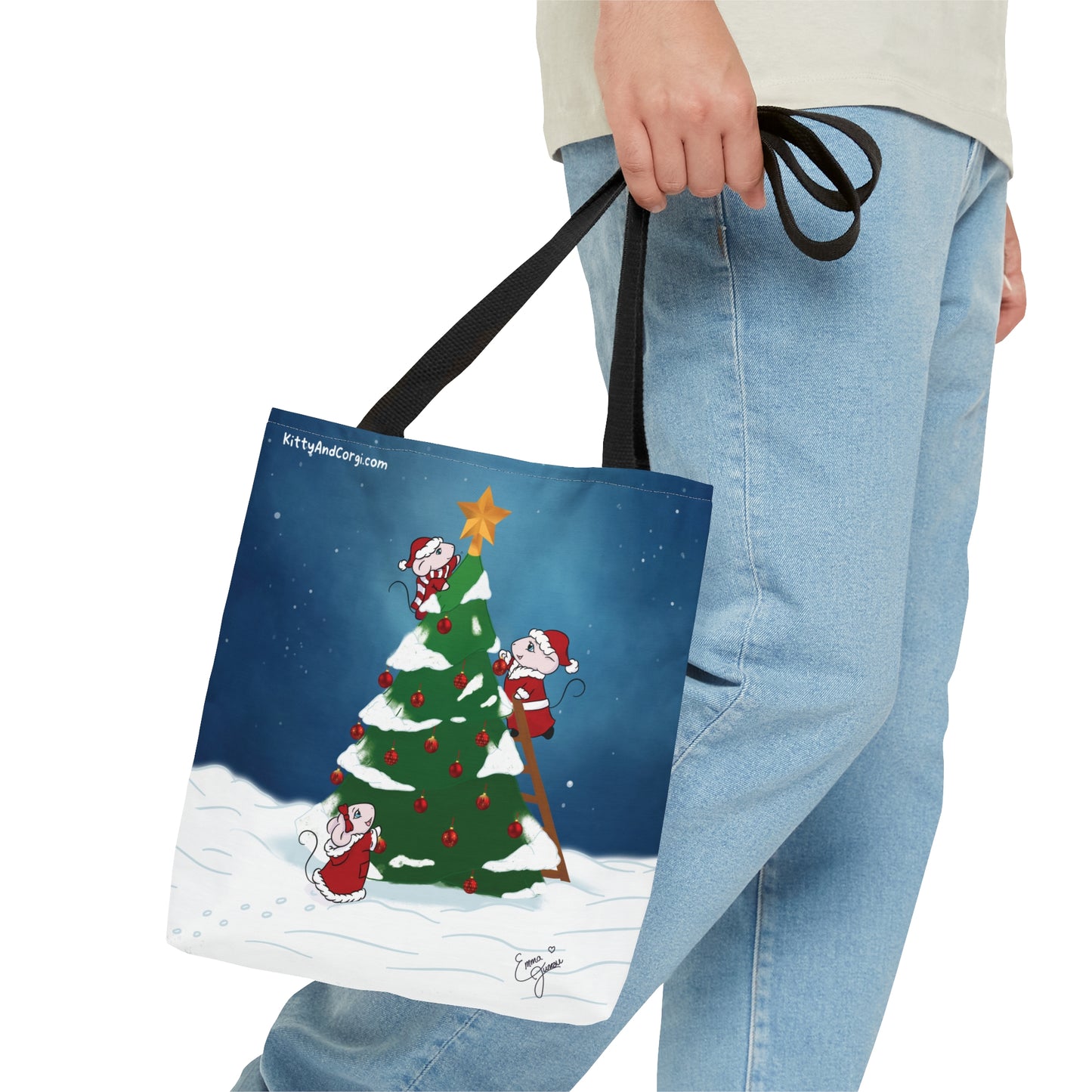 Christmas Mousies Decorating the Christmas Tree Tote Bag