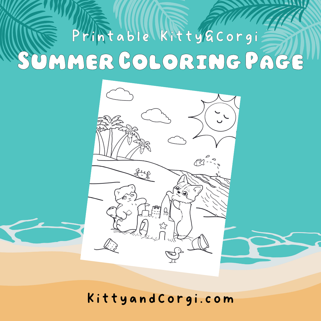 Kitty&Corgi Build Sandcastles on the Beach