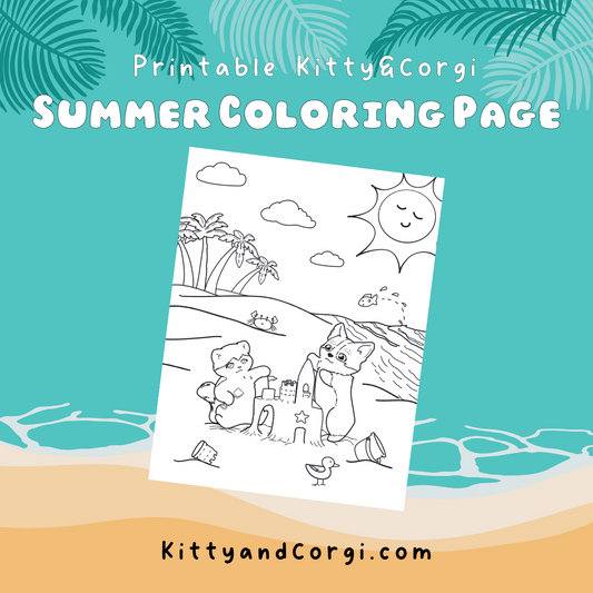 Kitty&Corgi Build Sandcastles on the Beach