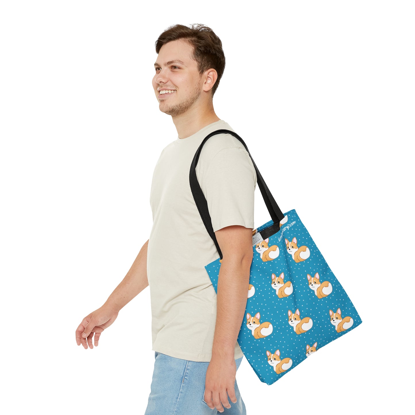 Corgi Butt Turquoise - Patterned Tote Bag