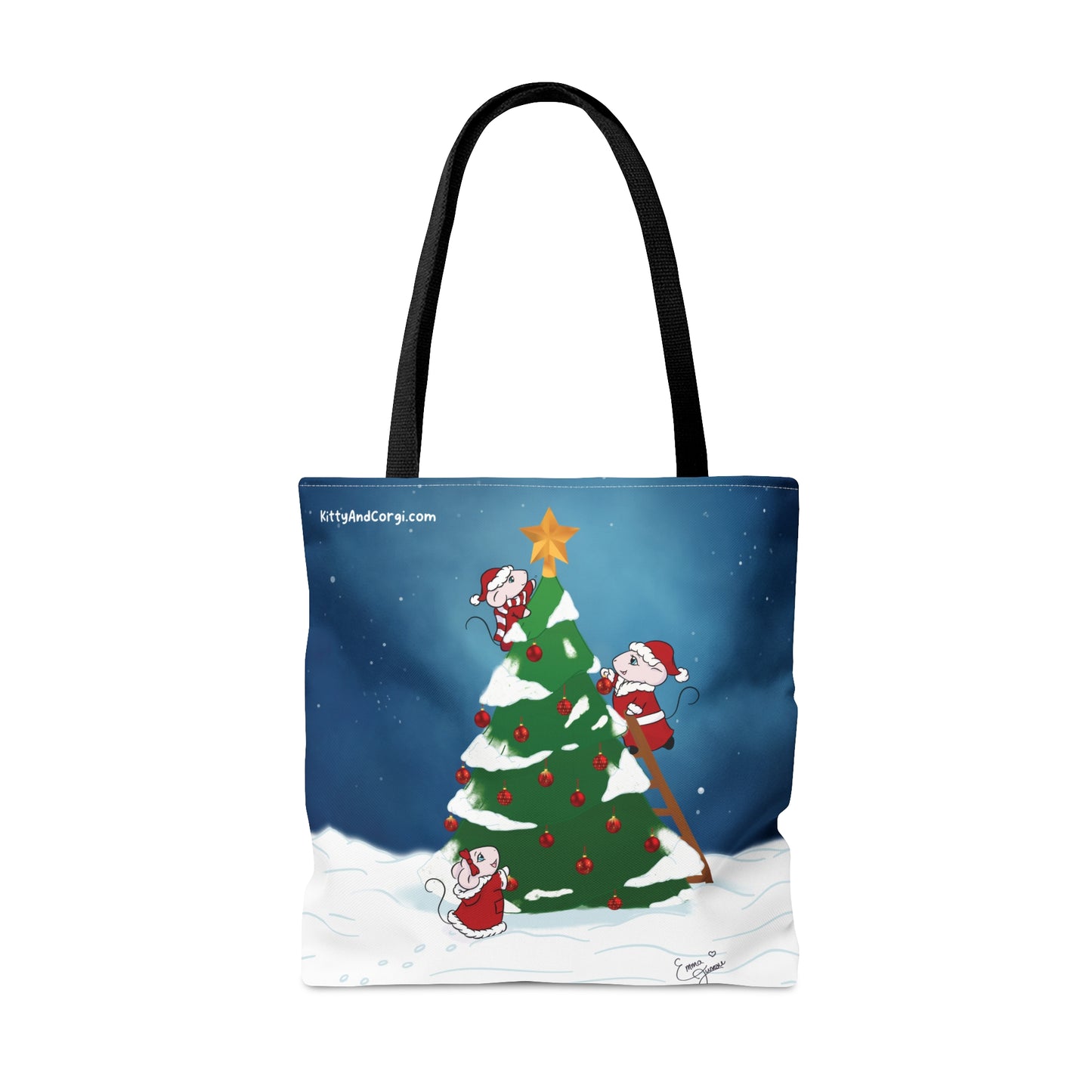 Christmas Mousies Decorating the Christmas Tree Tote Bag