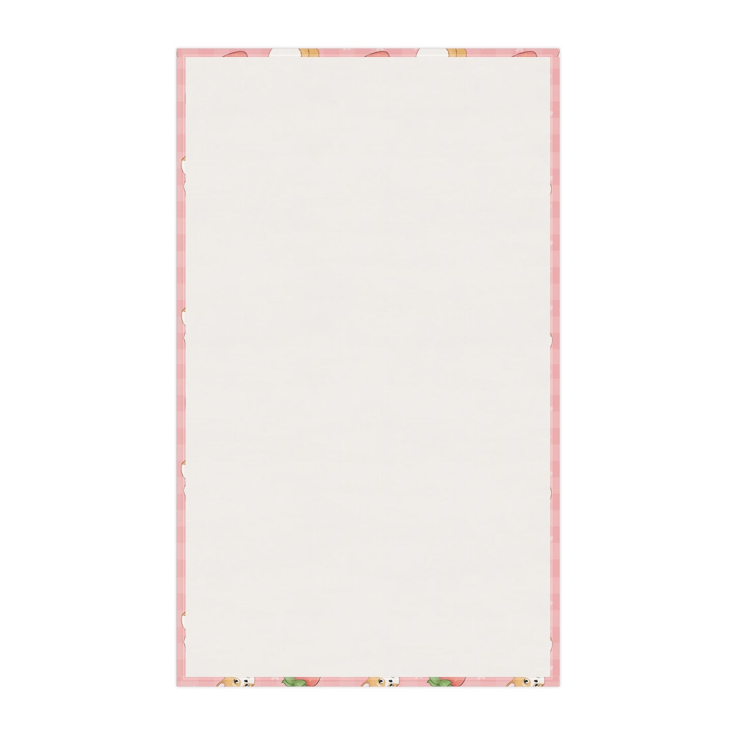 Corgi Butt and Strawberries Pink Hearts Gingham Kitchen Towel