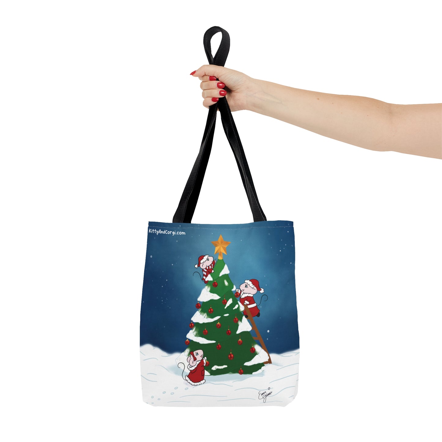 Christmas Mousies Decorating the Christmas Tree Tote Bag
