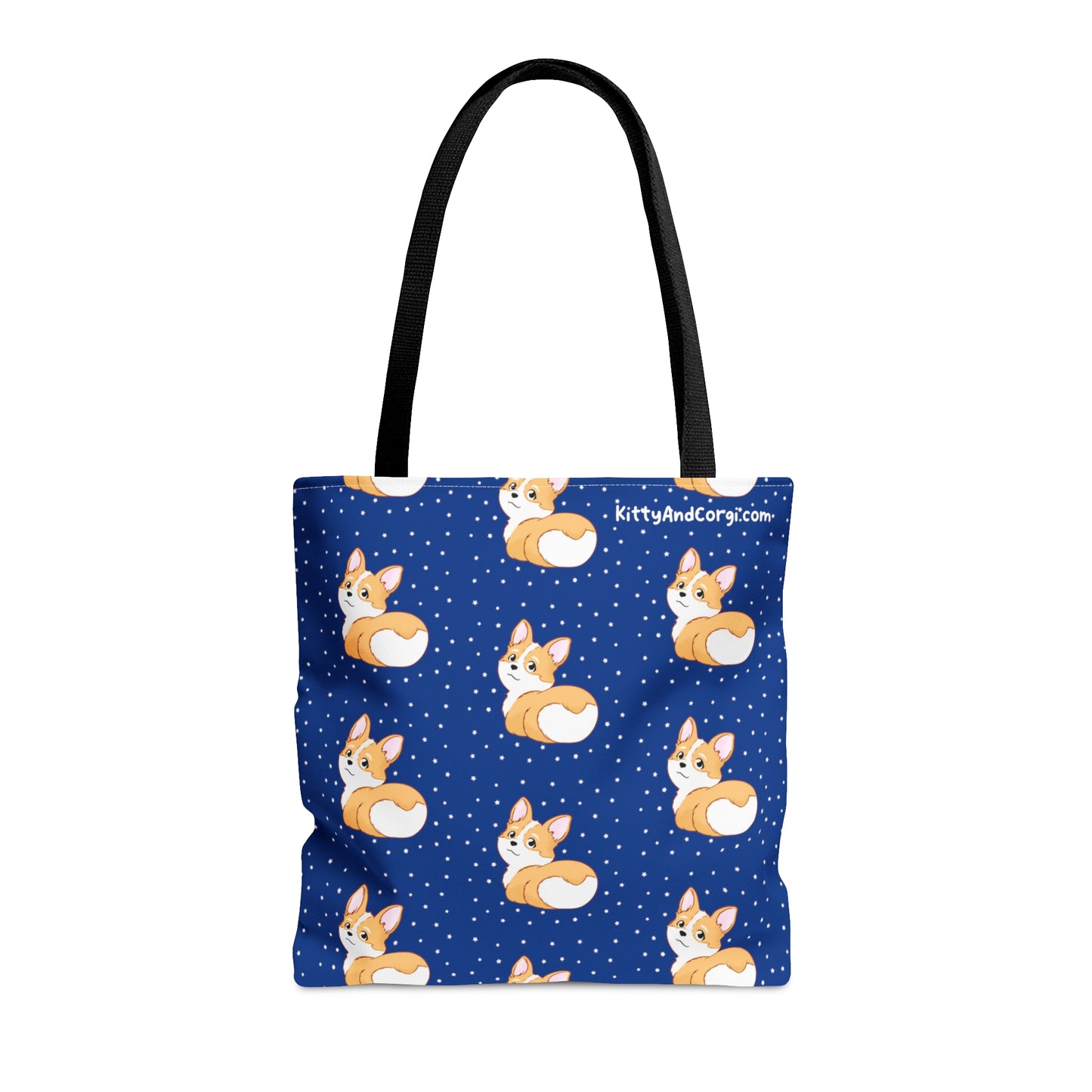 Corgi Butt - Dark Blue - Patterned Tote Bag