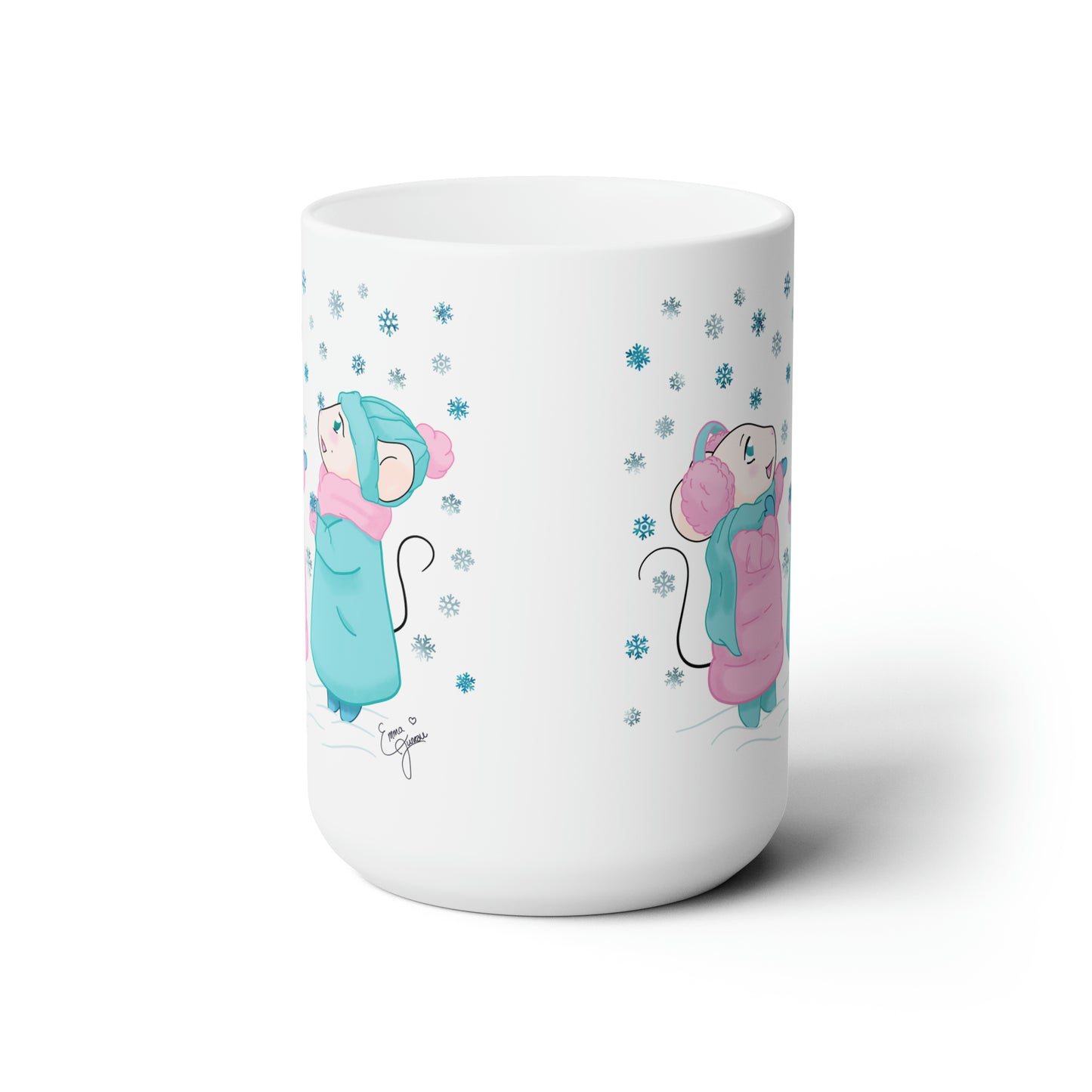 Snow Mousies Catching Snowflakes Mug - 15 oz.