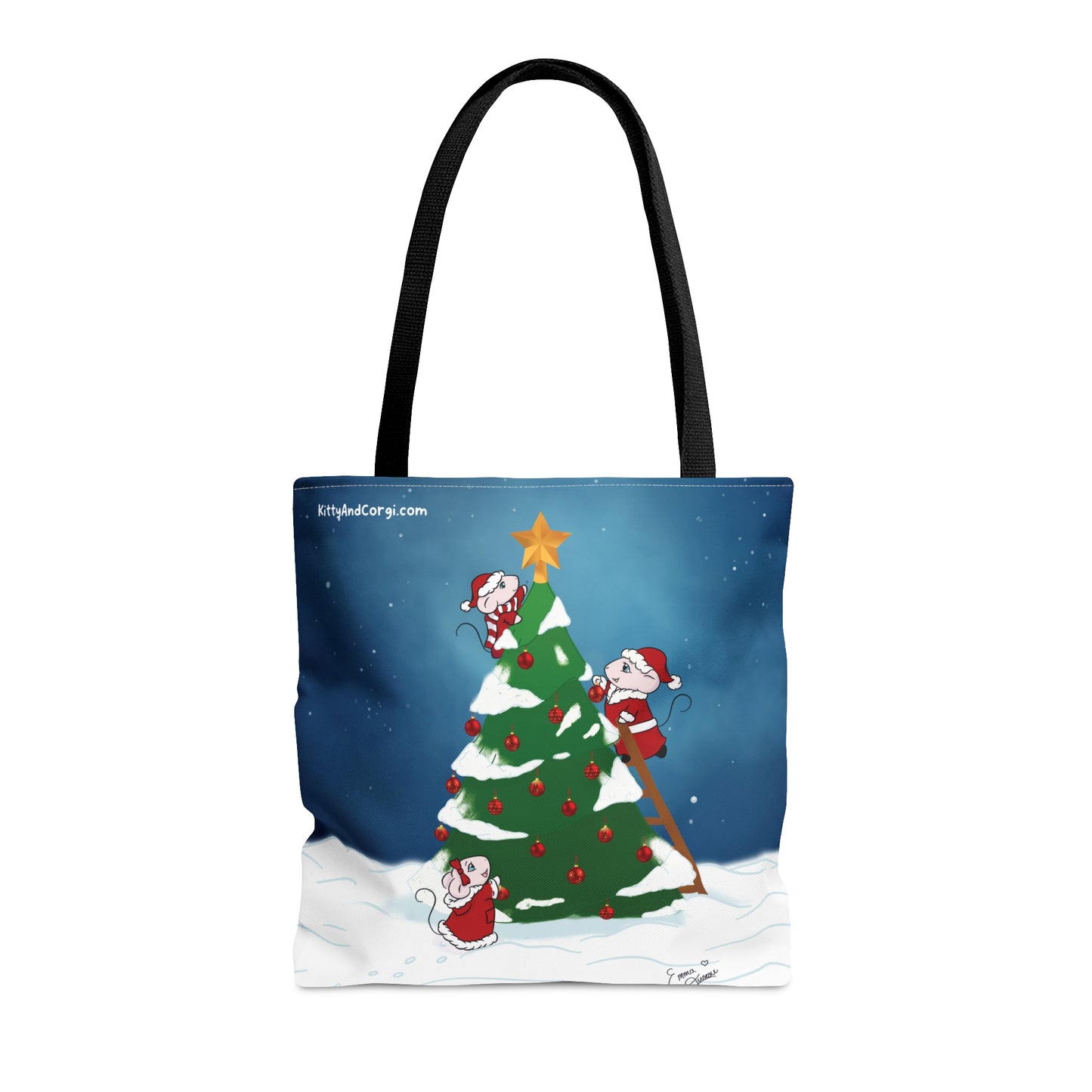 Christmas Mousies Decorating the Christmas Tree Tote Bag