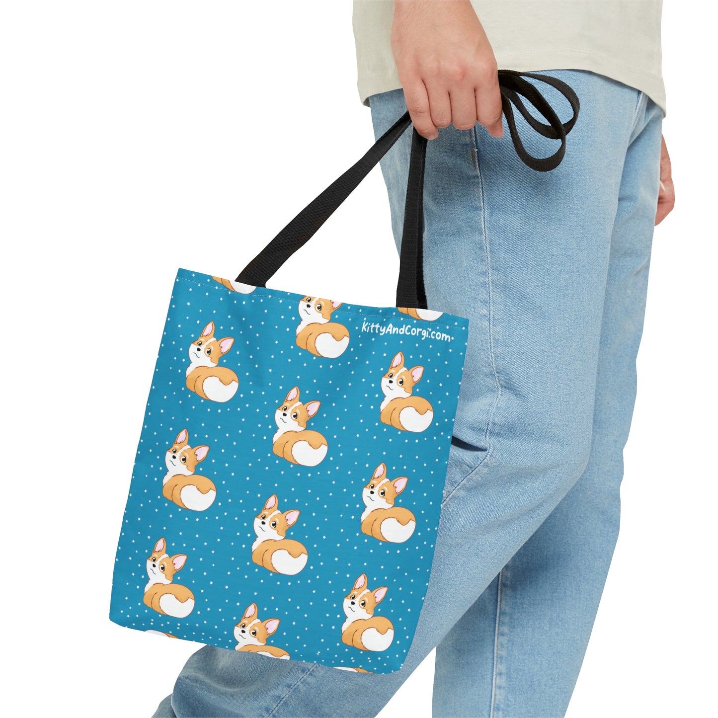 Corgi Butt Turquoise - Patterned Tote Bag