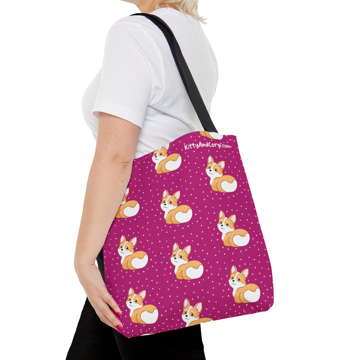 Corgi Butt - Pink - Patterned Tote Bag