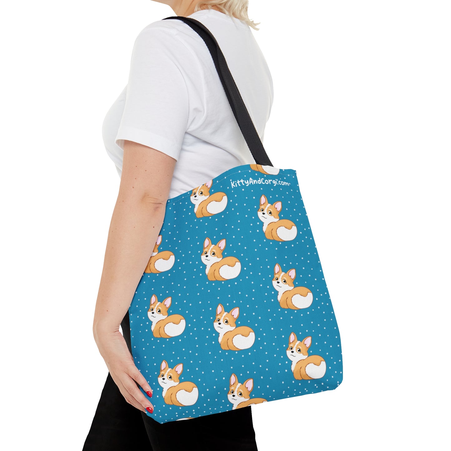 Corgi Butt Turquoise - Patterned Tote Bag