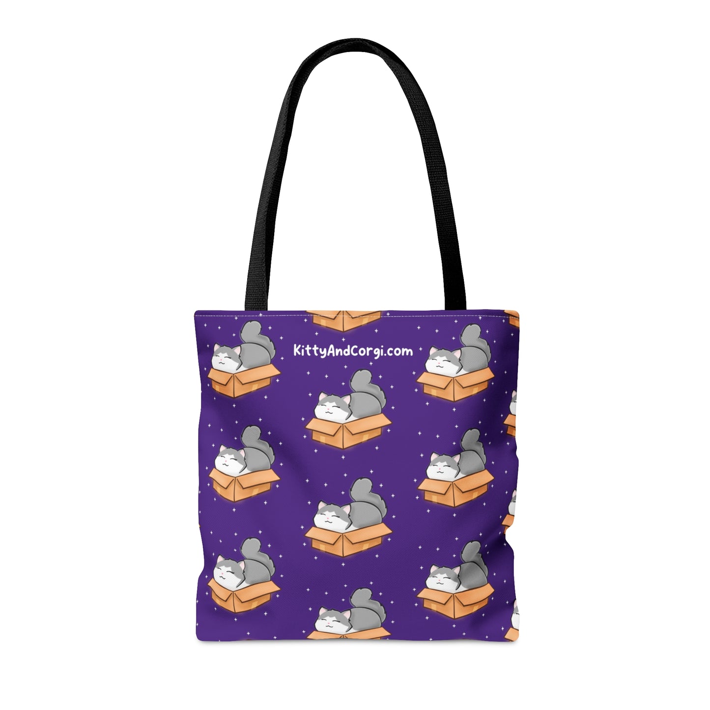 Kitty in a Box - Repeating Pattern in Dark Purple - Tote Bag (AOP)