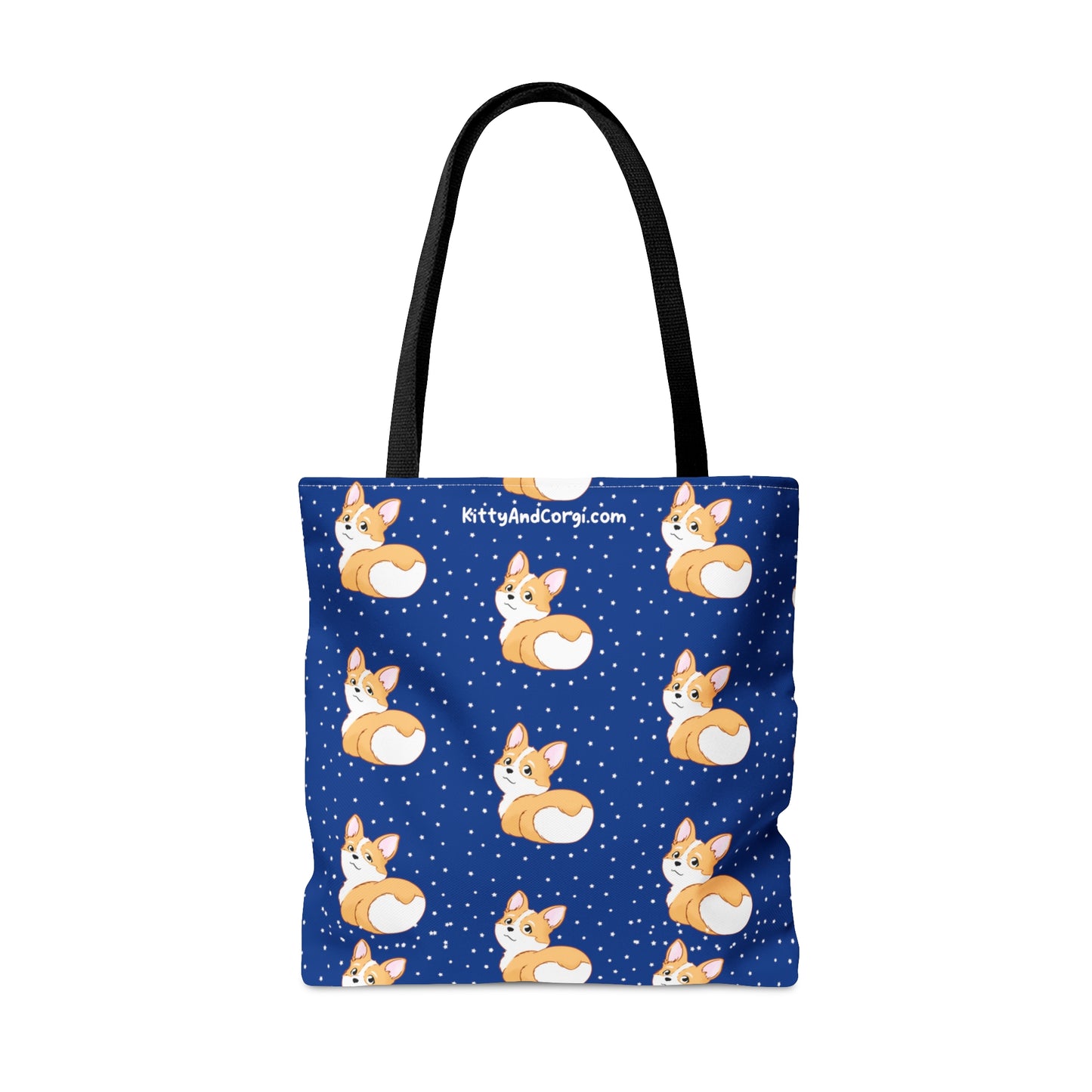 Corgi Butt - Dark Blue - Patterned Tote Bag