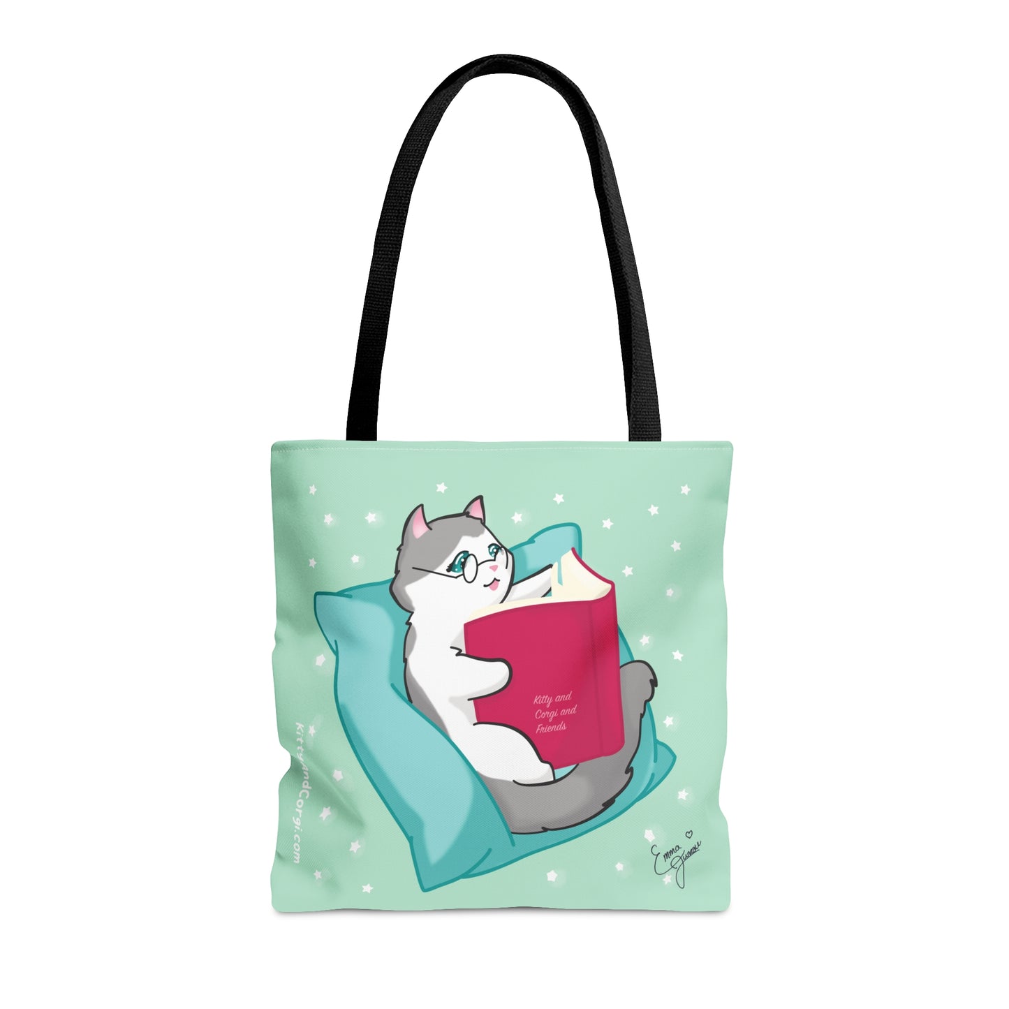 Kitty Reading a Book - single design - Tote Bag (AOP)