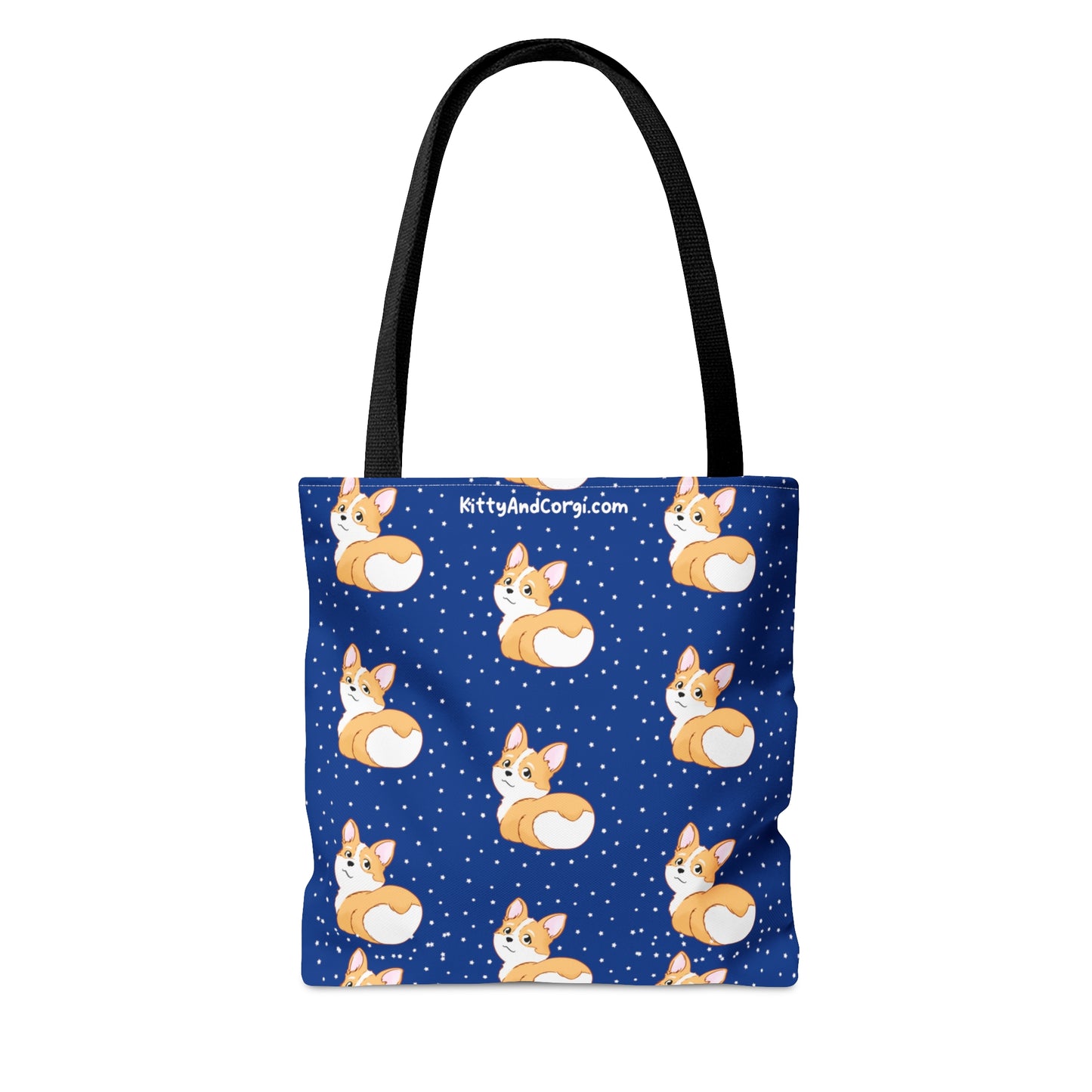 Corgi Butt - Dark Blue - Patterned Tote Bag