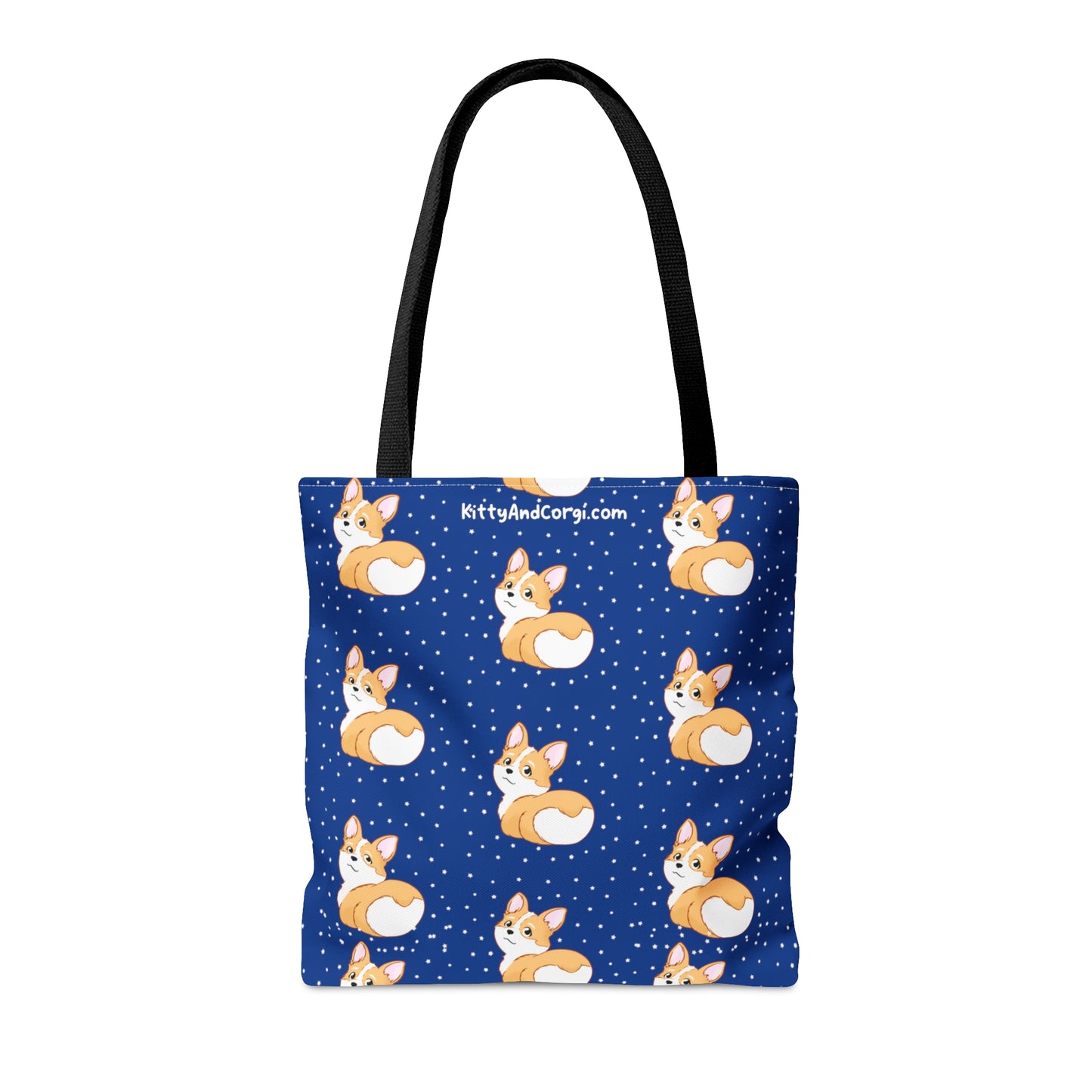 Corgi Butt - Dark Blue - Patterned Tote Bag