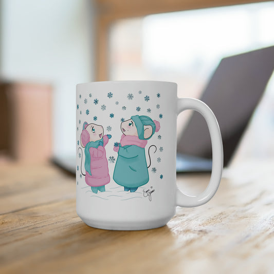 Snow Mousies Catching Snowflakes Mug - 15 oz.
