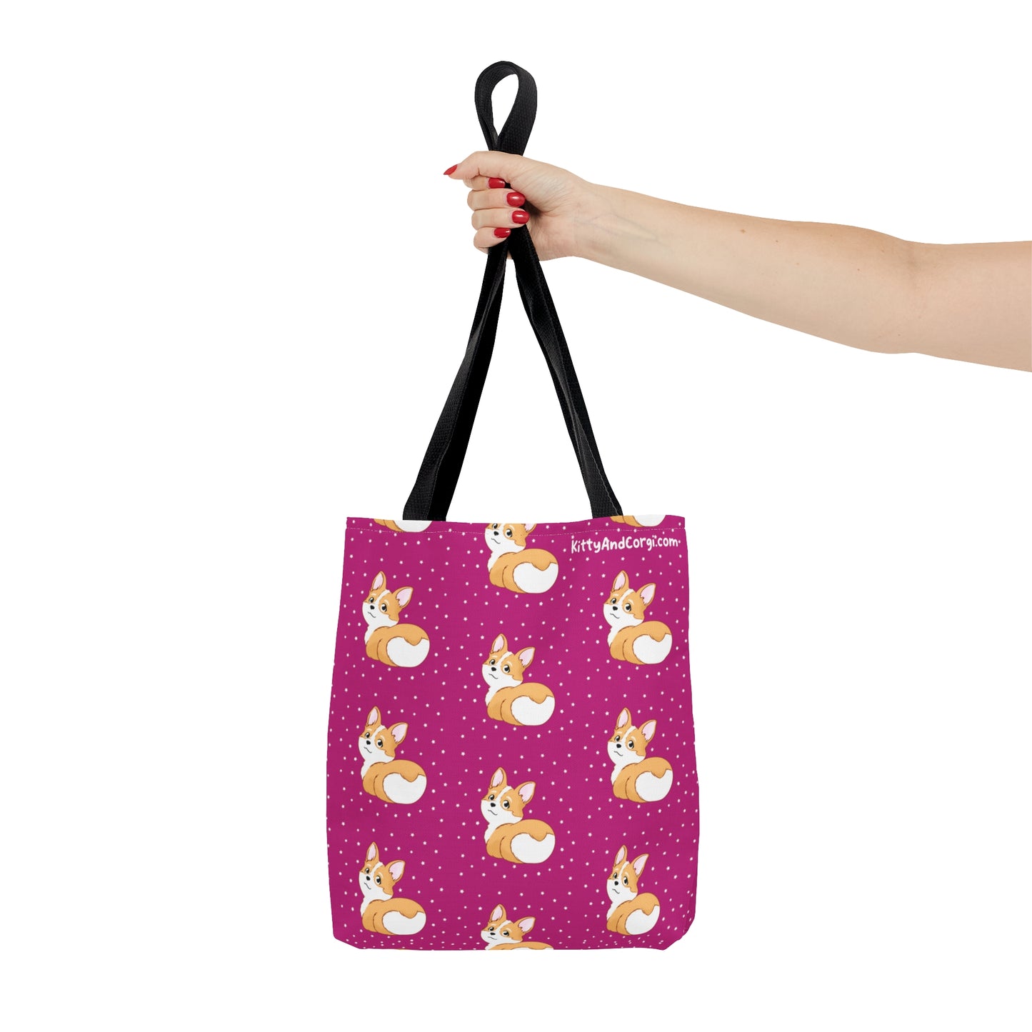Corgi Butt - Pink - Patterned Tote Bag
