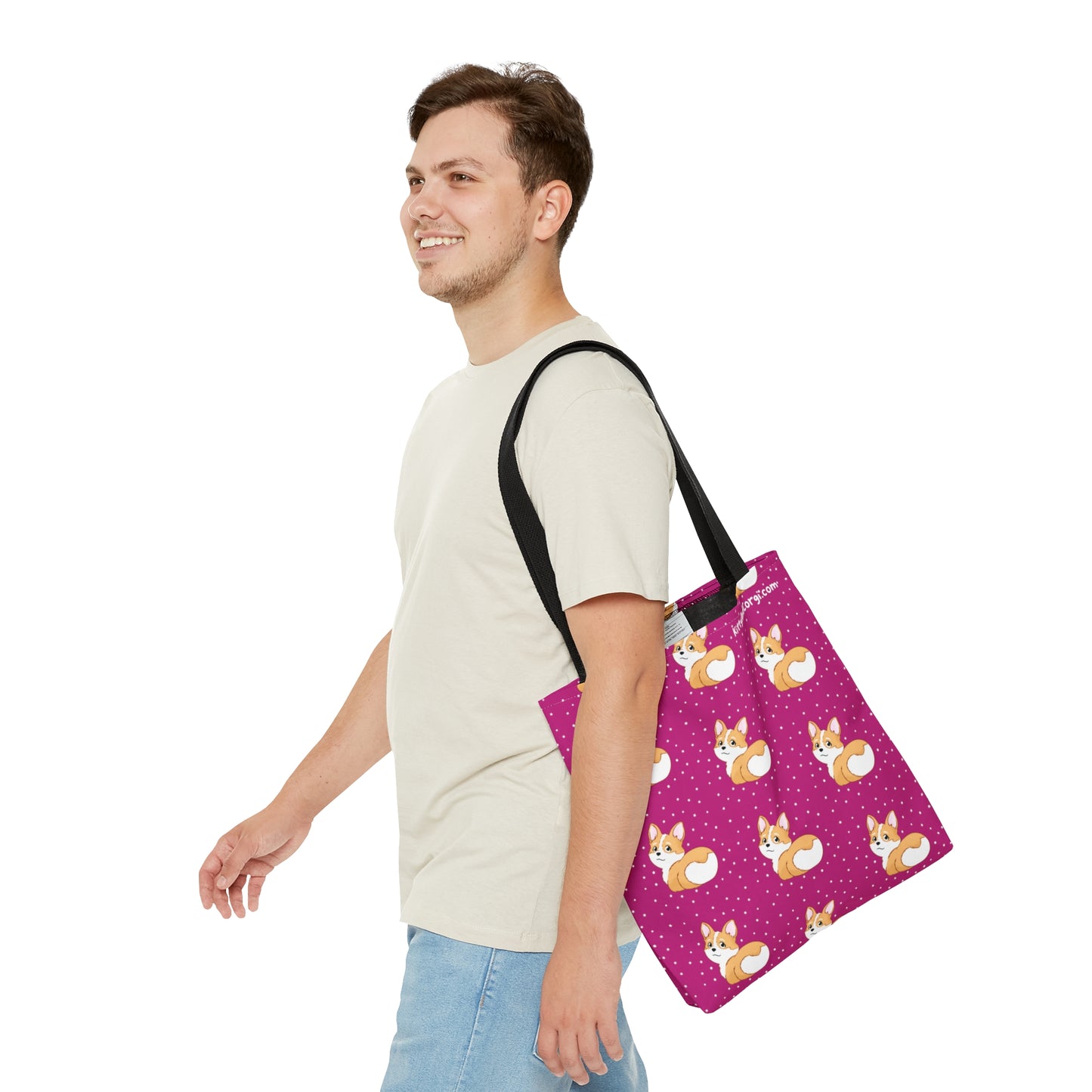 Corgi Butt - Pink - Patterned Tote Bag