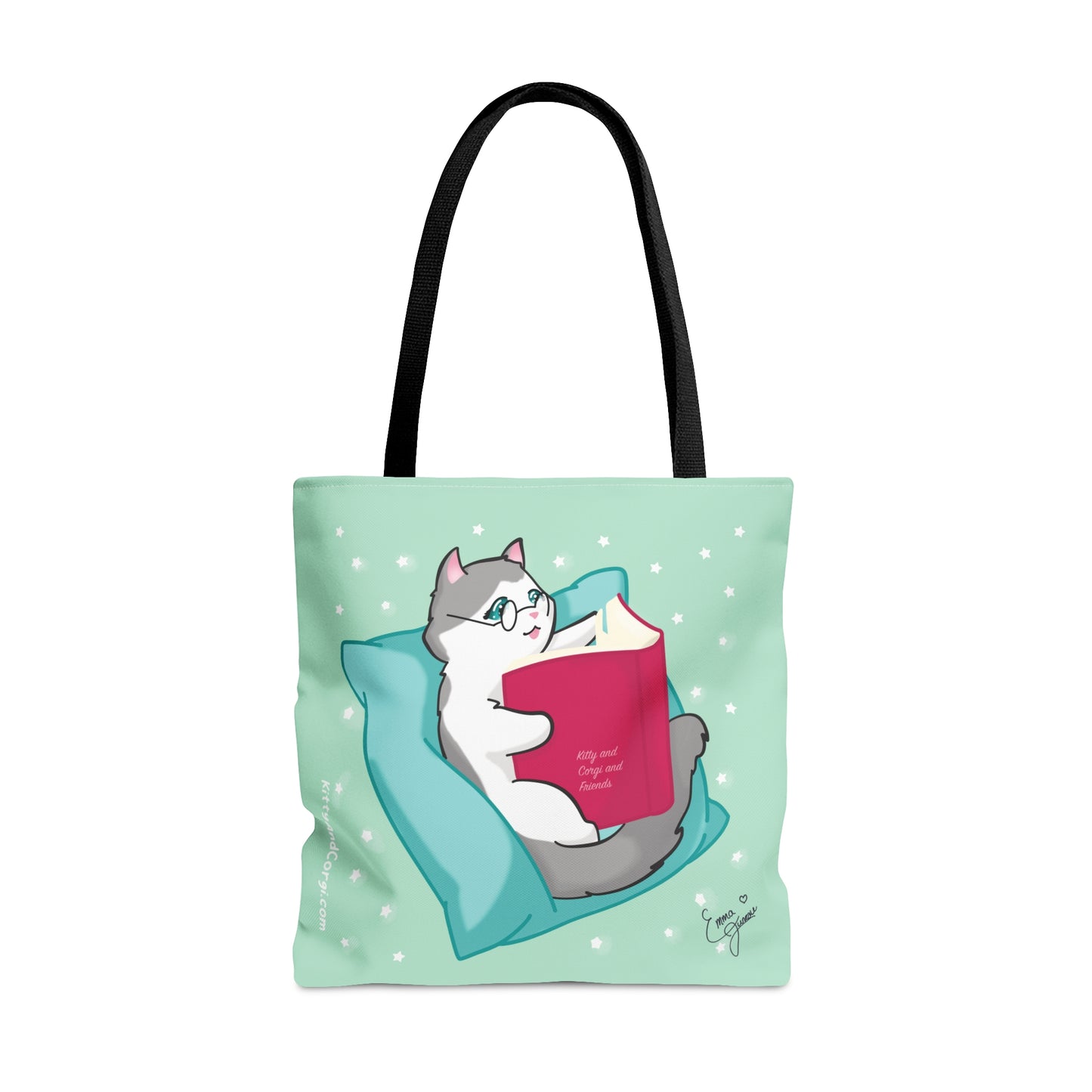 Kitty Reading a Book - single design - Tote Bag (AOP)
