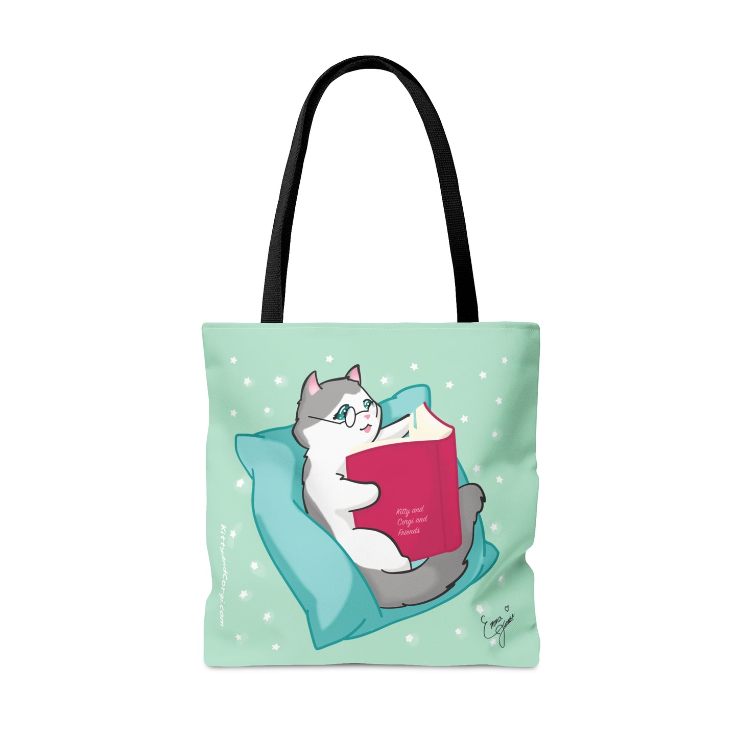 Kitty Reading a Book - single design - Tote Bag (AOP)