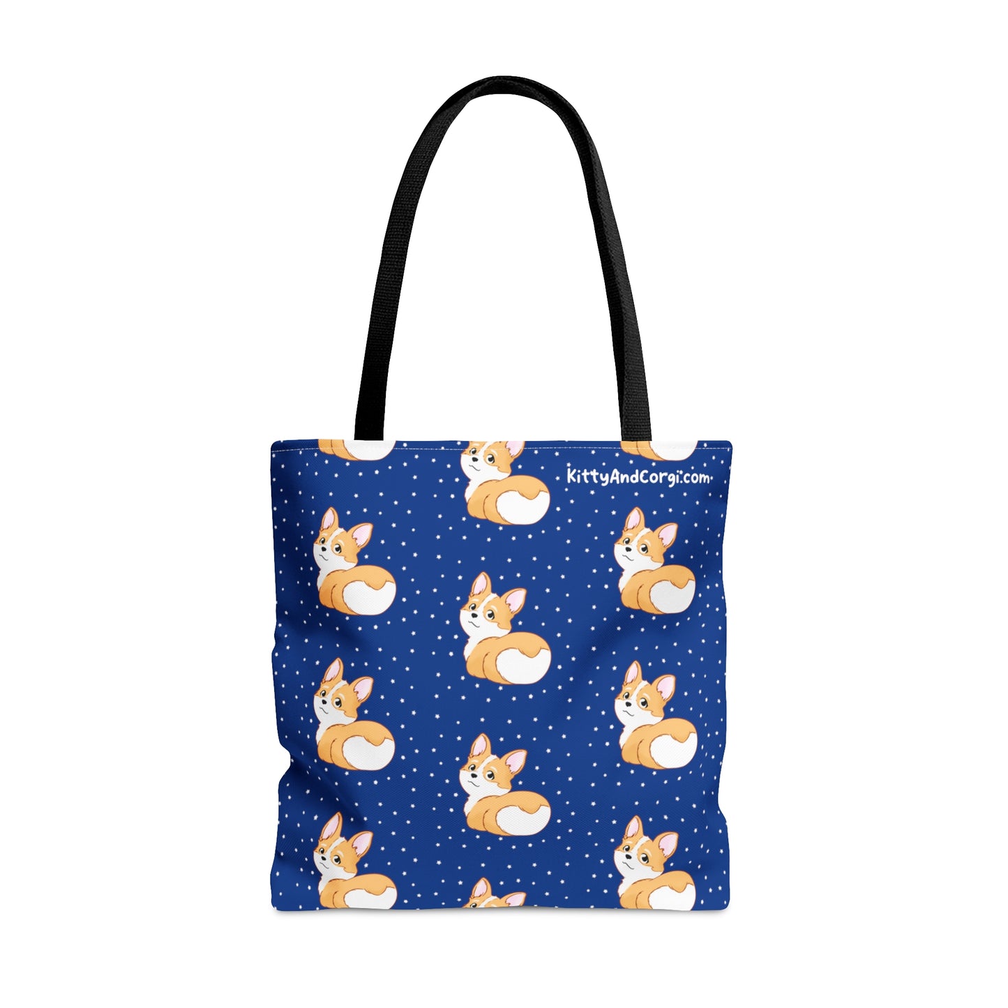 Corgi Butt - Dark Blue - Patterned Tote Bag