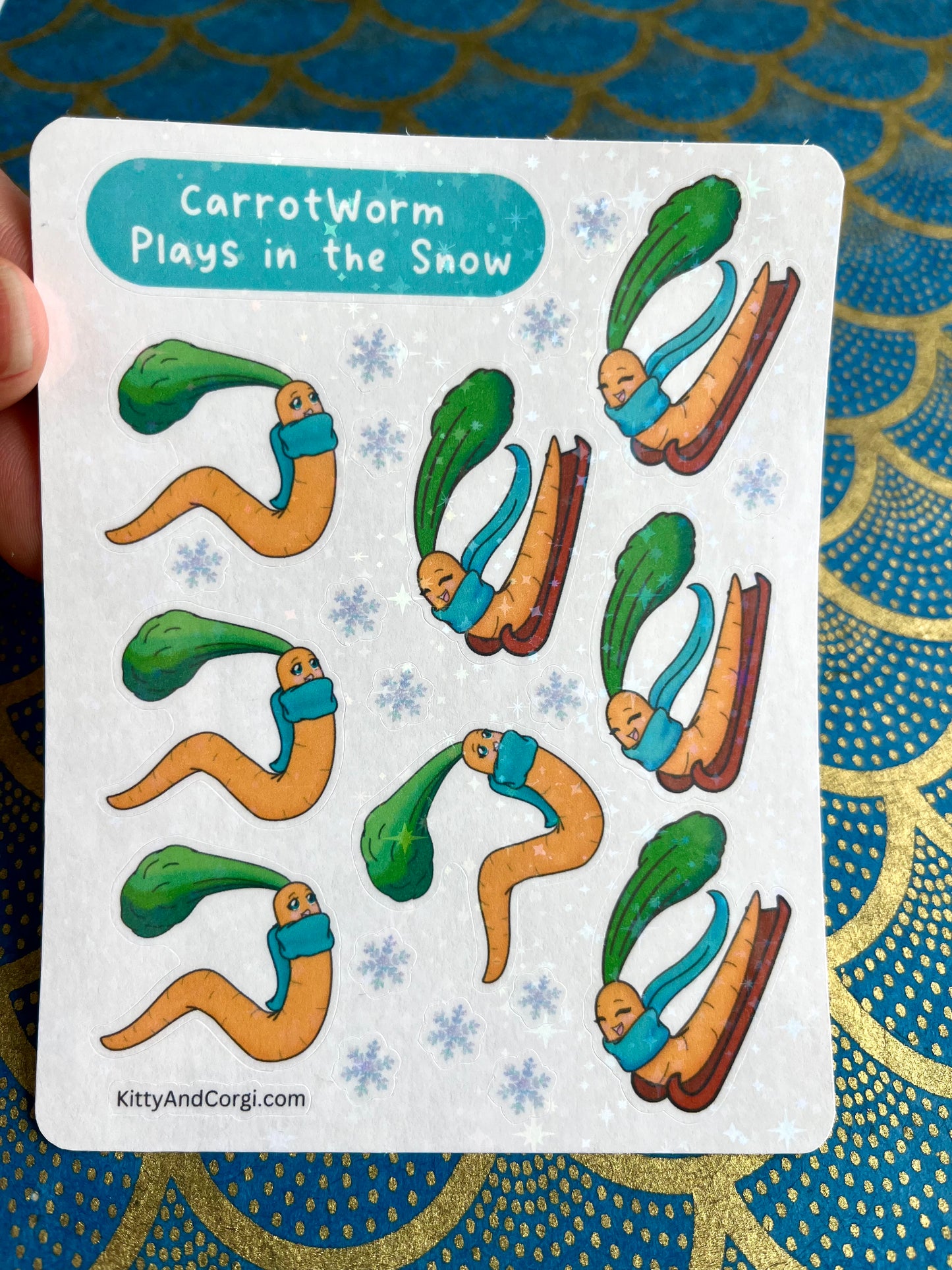 CarrotWorm Plays in the Snow Sticker Sheet