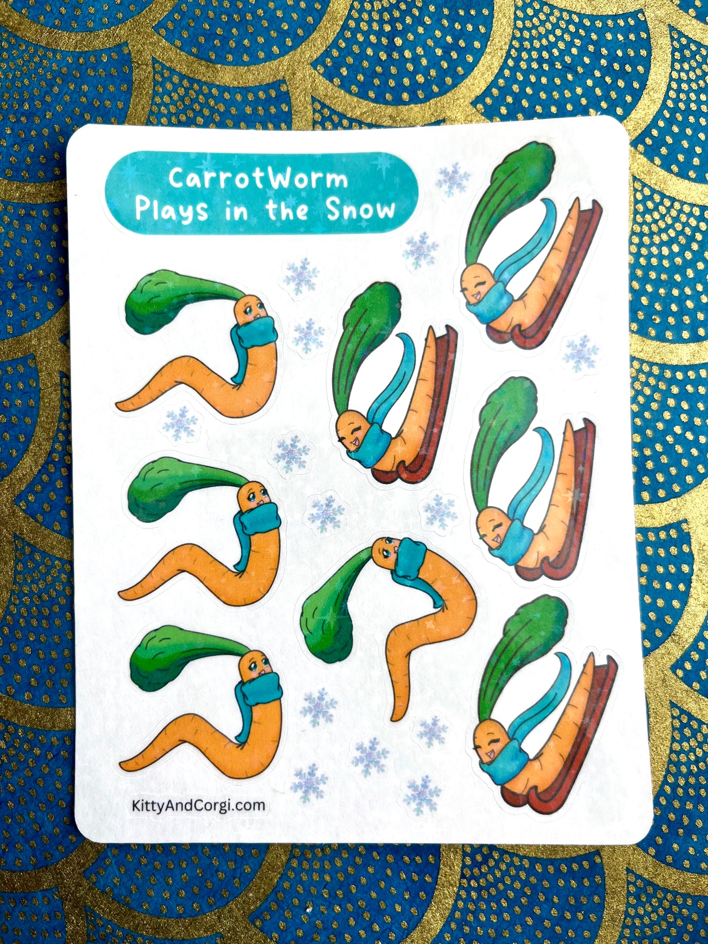 CarrotWorm Plays in the Snow Sticker Sheet