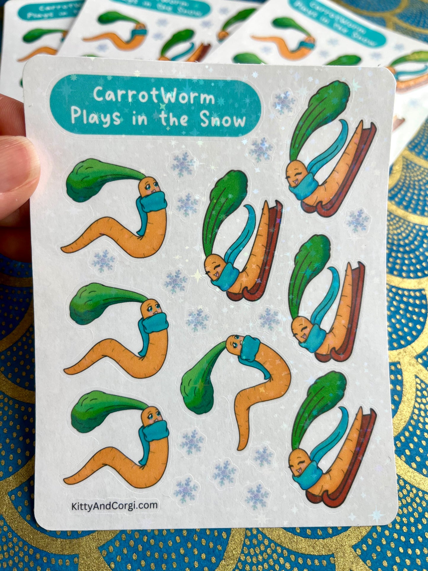 CarrotWorm Plays in the Snow Sticker Sheet