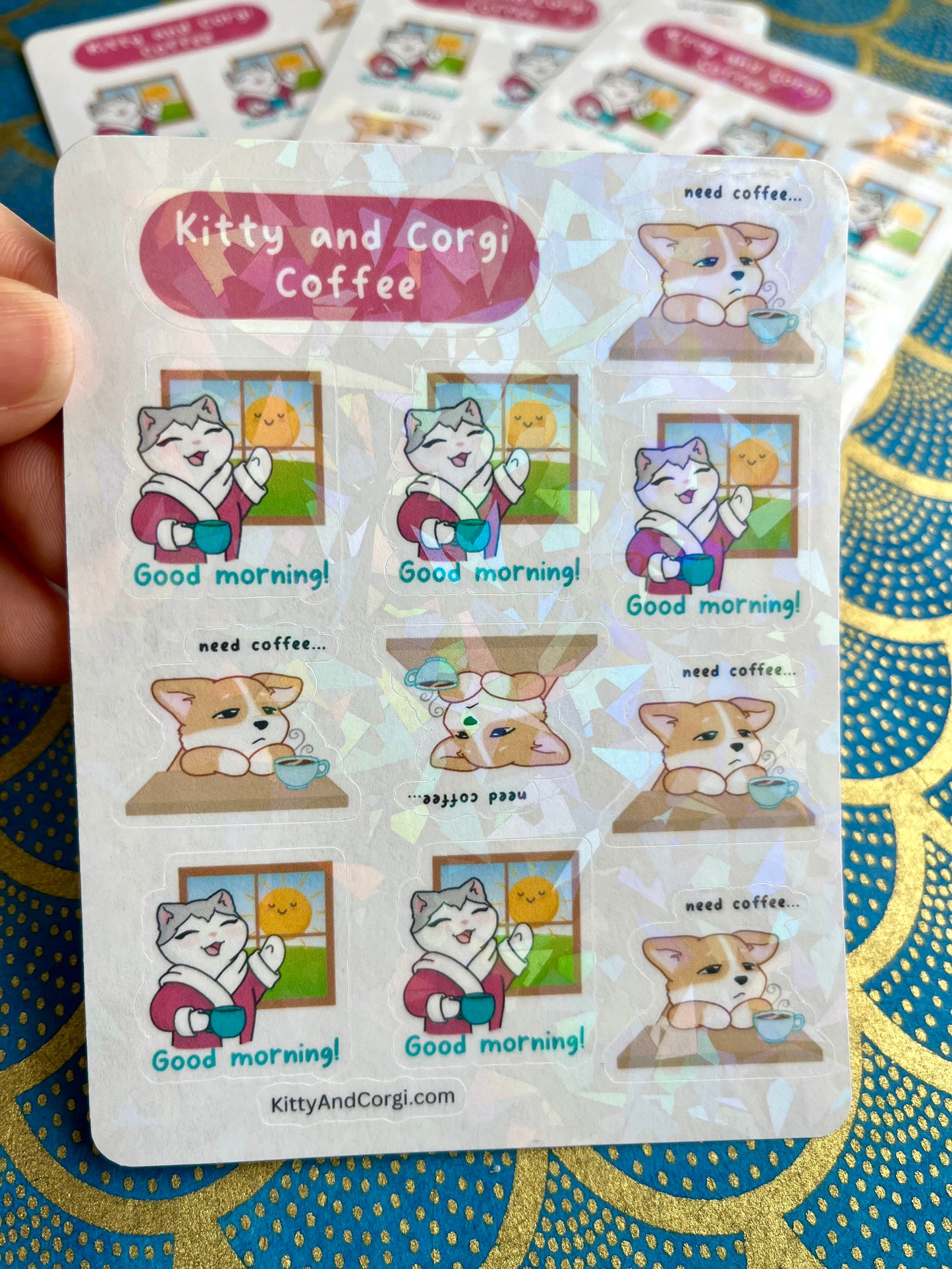 Kitty and Corgi Coffee Sticker Sheet