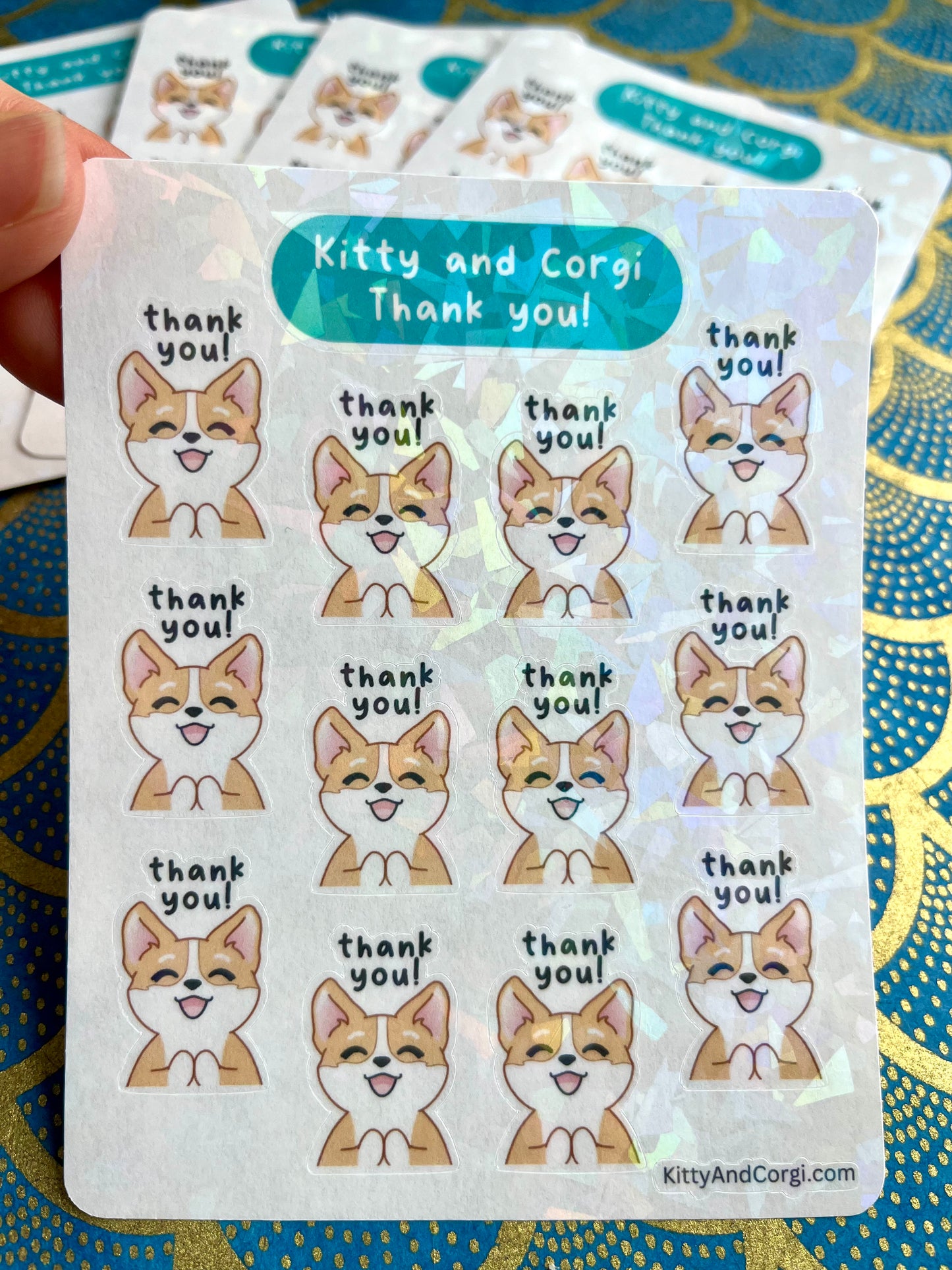 Kitty and Corgi Thank you! Sticker Sheet
