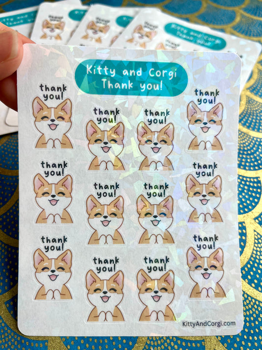 Kitty and Corgi Thank you! Sticker Sheet