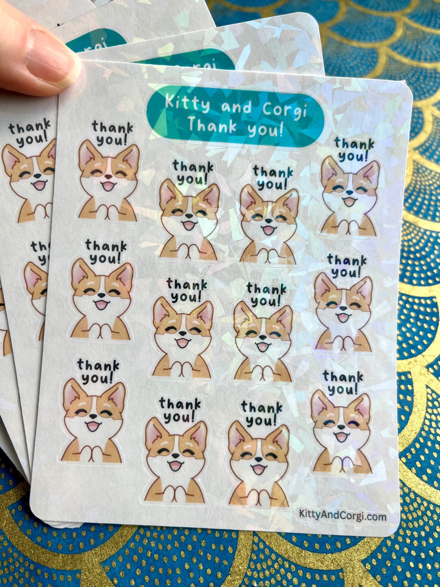 Kitty and Corgi Thank you! Sticker Sheet
