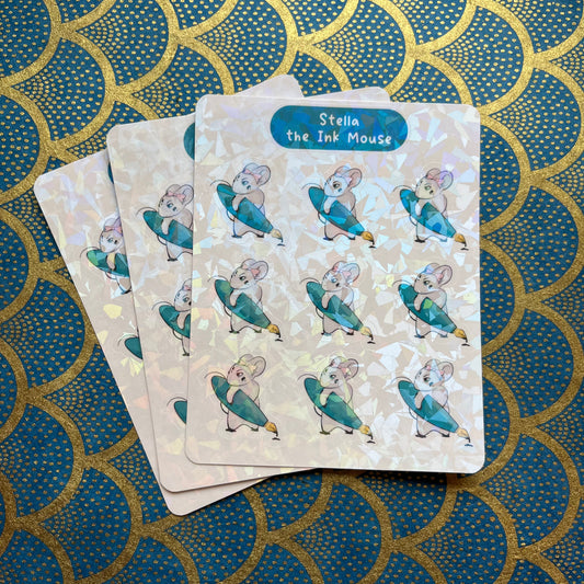 Stella the Ink Mouse Holographic Sticker Sheet