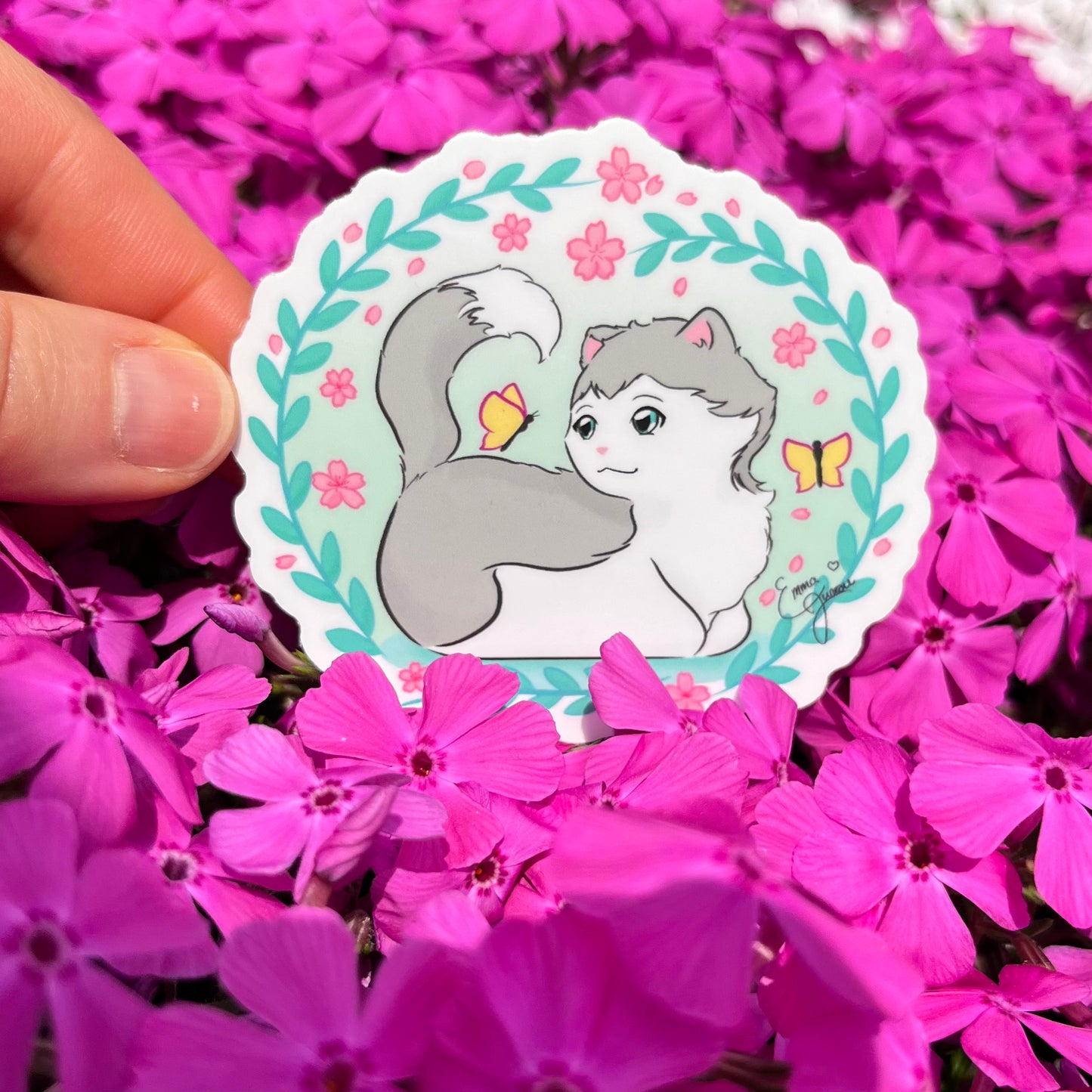 MINT Sakura Kitty and the Butterfly Wreath - Vinyl Sticker