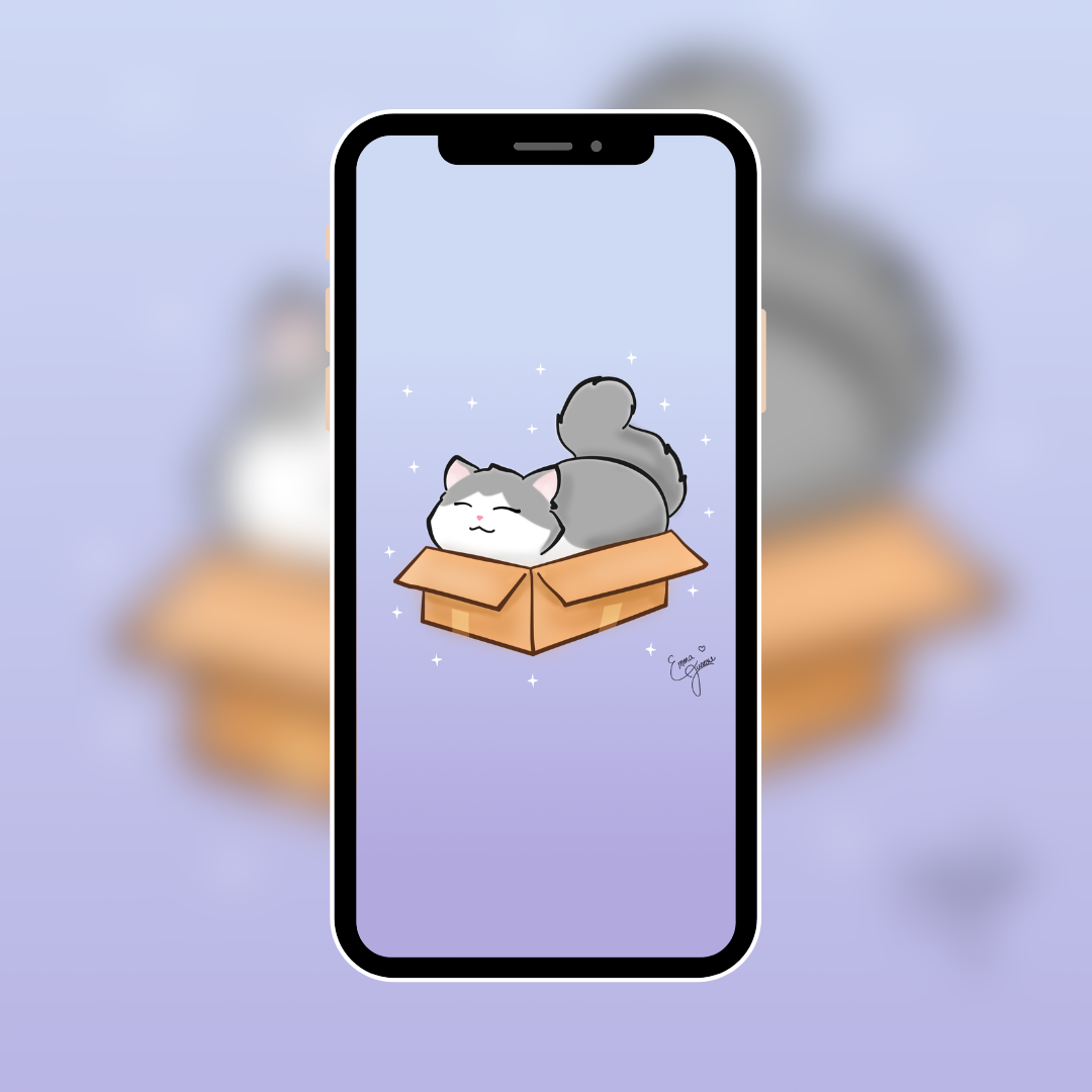 Kitty in a Box - If I fits, I sits - Mobile Wallpaper