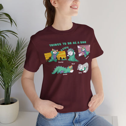 Kitty and Corgi - Things To Do As A Dino - Super Soft Cotton Airlume Unisex T-Shirt (Horizontal Graphic)