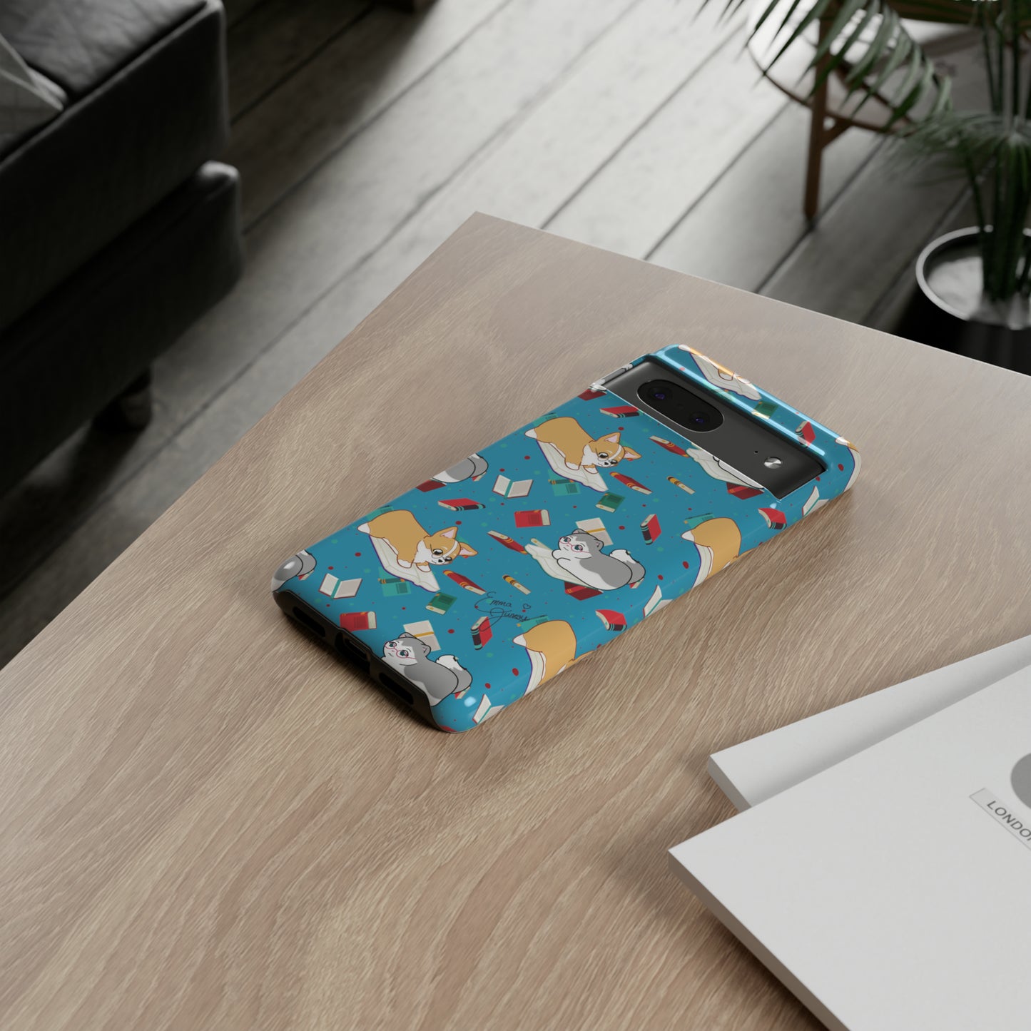 Kitty and Corgi Book Lovers - Tough Phone Case