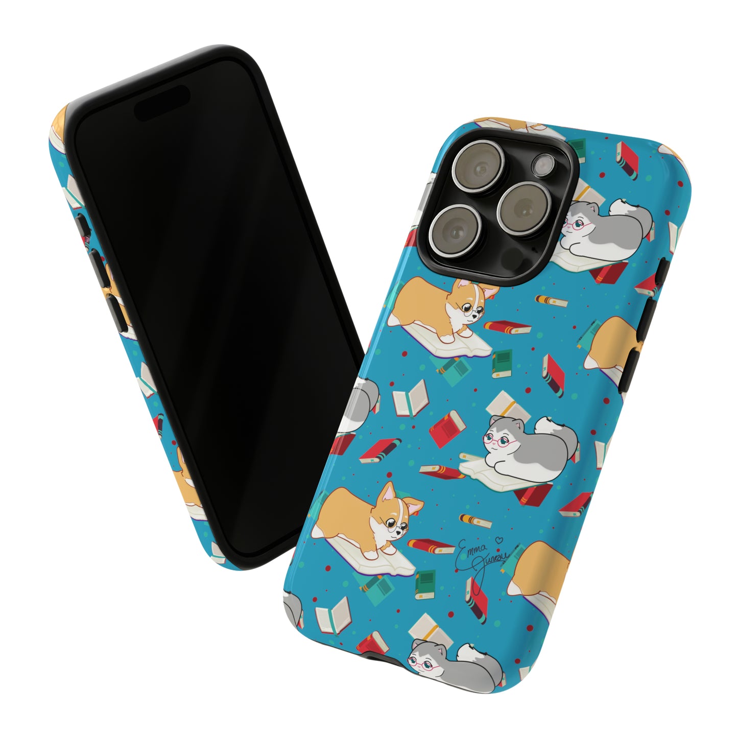 Kitty and Corgi Book Lovers - Tough Phone Case