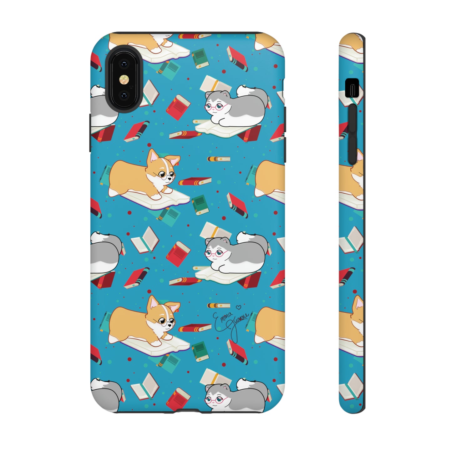 Kitty and Corgi Book Lovers - Tough Phone Case