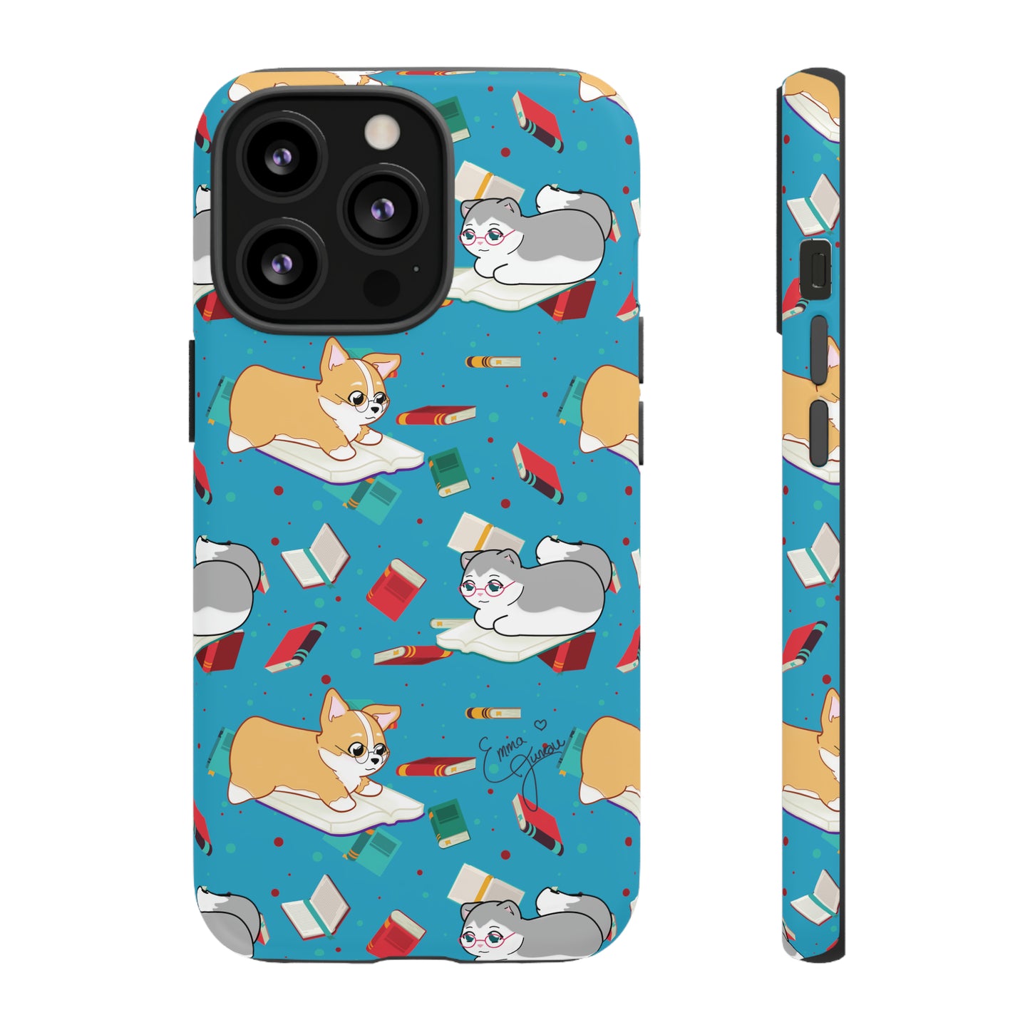 Kitty and Corgi Book Lovers - Tough Phone Case