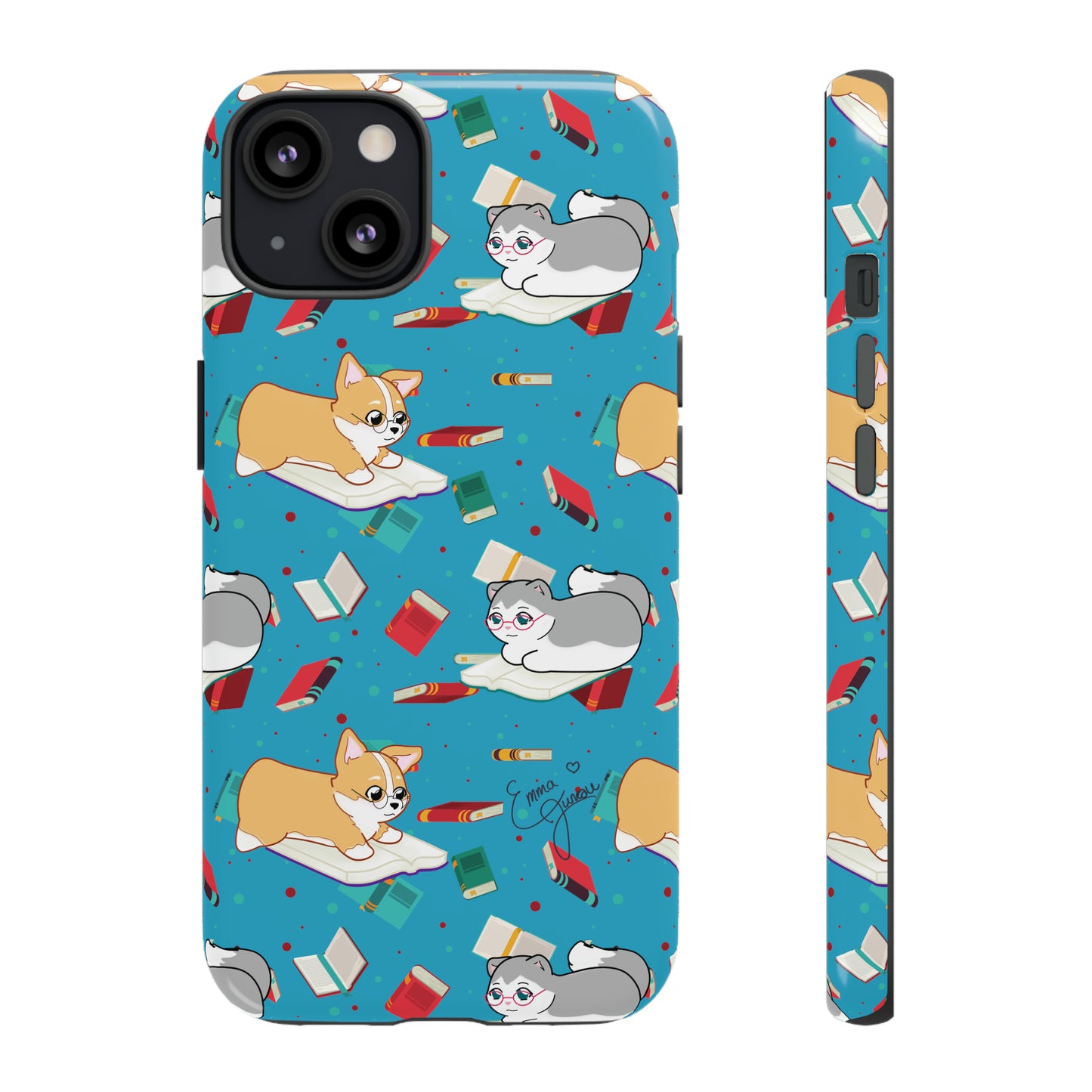 Kitty and Corgi Book Lovers - Tough Phone Case